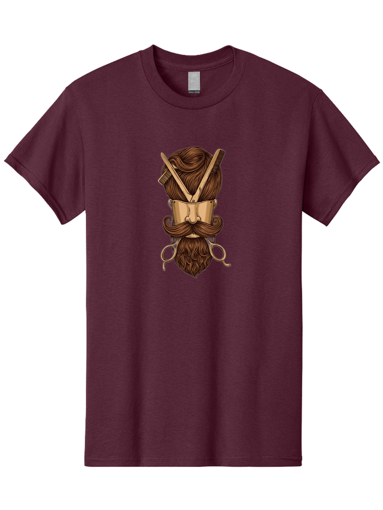 Barber-Art Men'S Graphic Tee, 100% Cotton, Comfortable Casual Summer Wear, Machine Washable, Barber Shop Logo, Men'S Grooming, Mustache, Beard, Haircut, Scissors, Comb, Vintage Style, Barber Tools, Classic Design Bac599