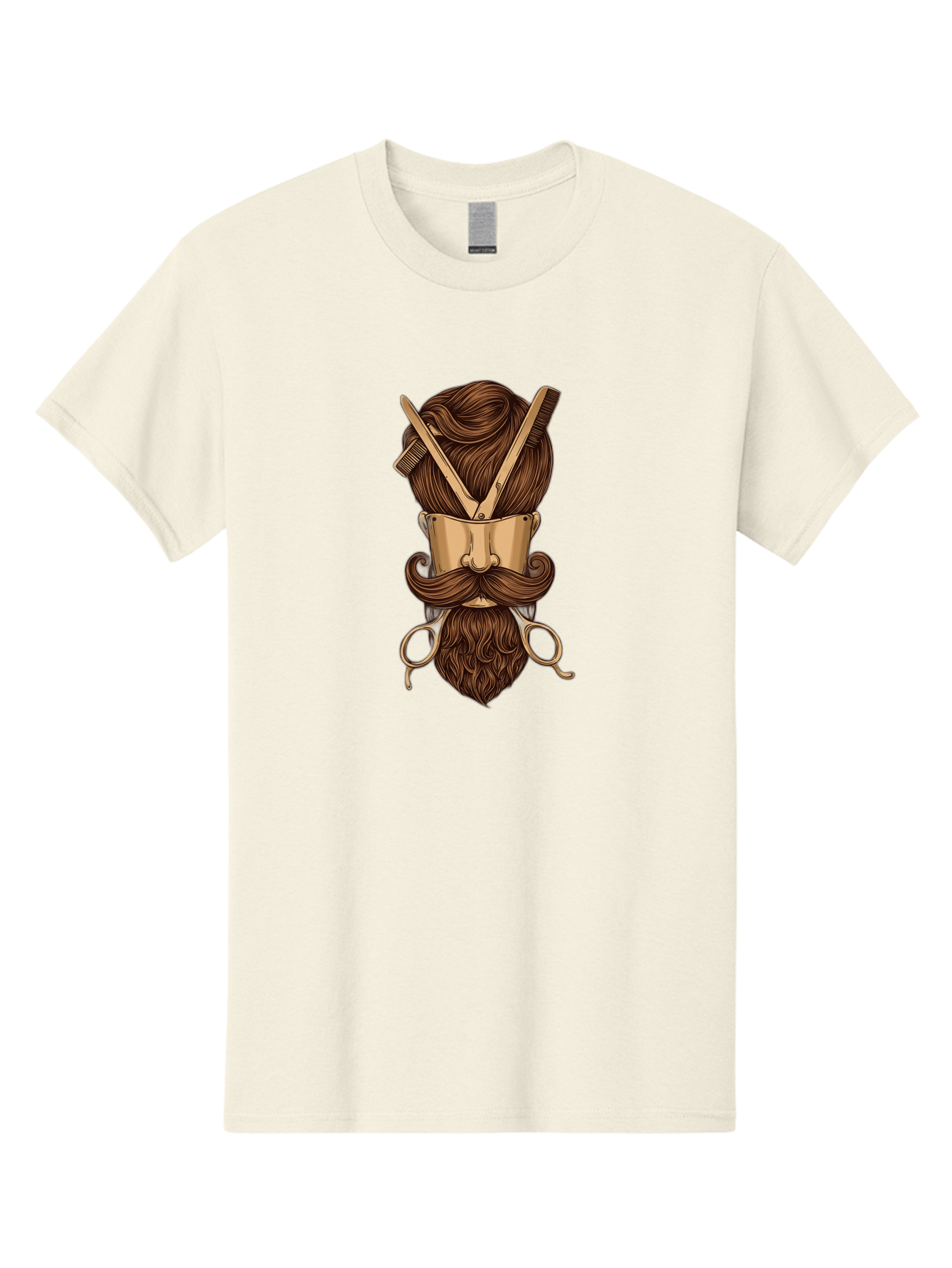 Barber-Art Men'S Graphic Tee, 100% Cotton, Comfortable Casual Summer Wear, Machine Washable, Barber Shop Logo, Men'S Grooming, Mustache, Beard, Haircut, Scissors, Comb, Vintage Style, Barber Tools, Classic Design Bac599