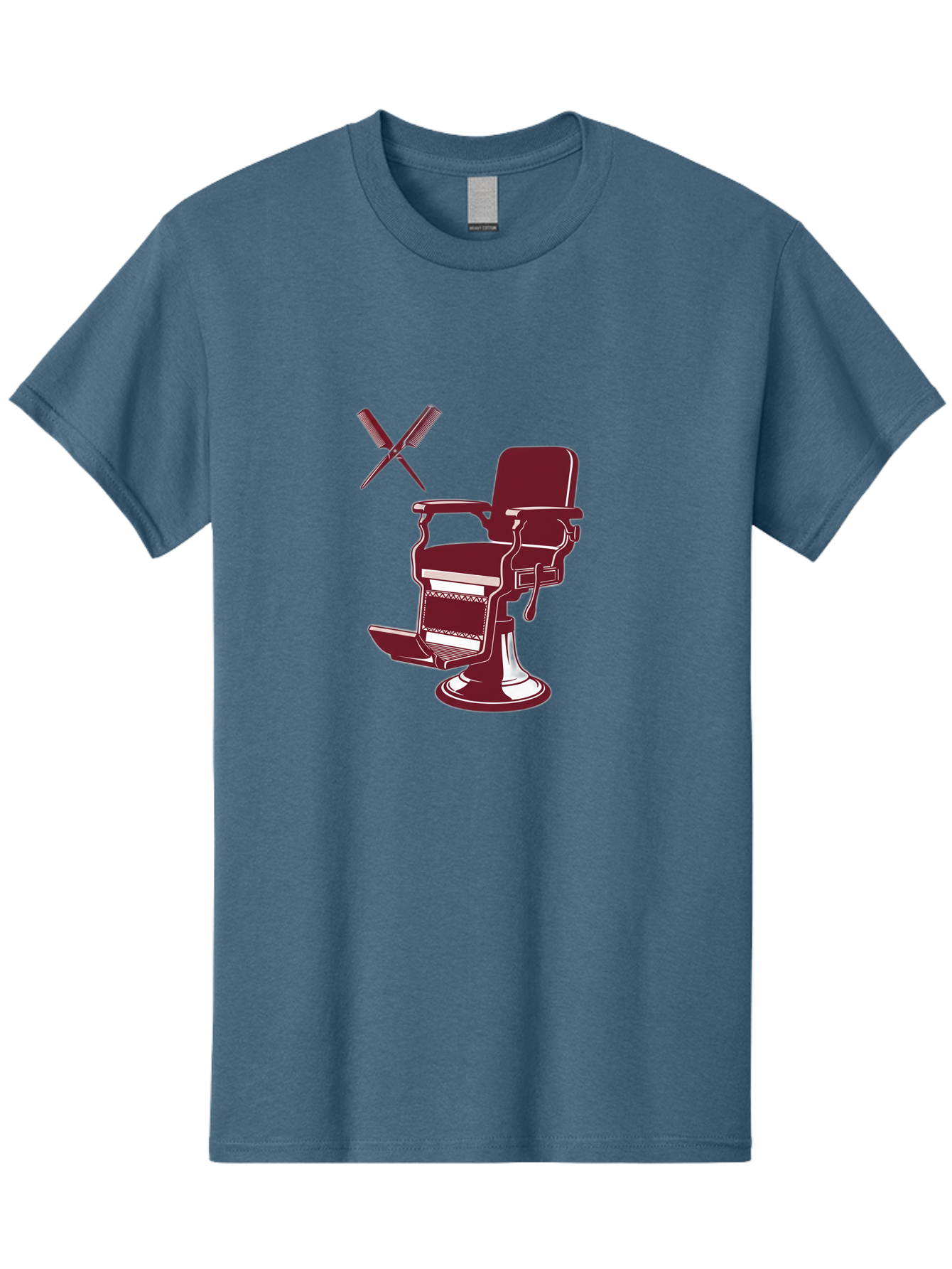 Barber-Chair Men'S Graphic Tee, 100% Cotton, Comfortable Casual Summer Wear, Machine Washable, Vintage Barber Chair, Retro Grooming, Classic Barber Shop, Barber Equipment, Haircutting Tools, Traditional Shaving, Iconic Barber Symbols, Bac601
