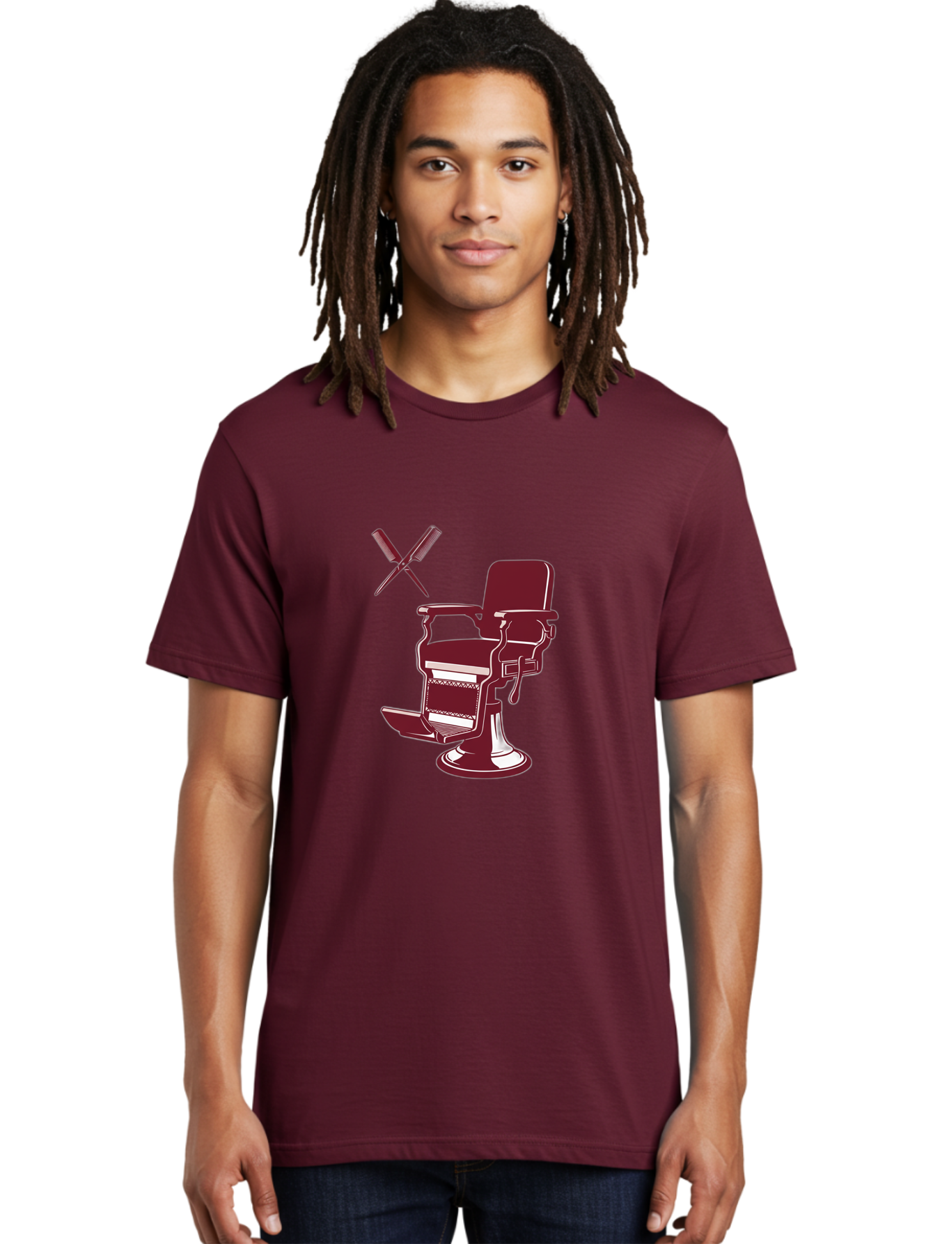 Barber-Chair Men'S Graphic Tee, 100% Cotton, Comfortable Casual Summer Wear, Machine Washable, Vintage Barber Chair, Retro Grooming, Classic Barber Shop, Barber Equipment, Haircutting Tools, Traditional Shaving, Iconic Barber Symbols, Bac601