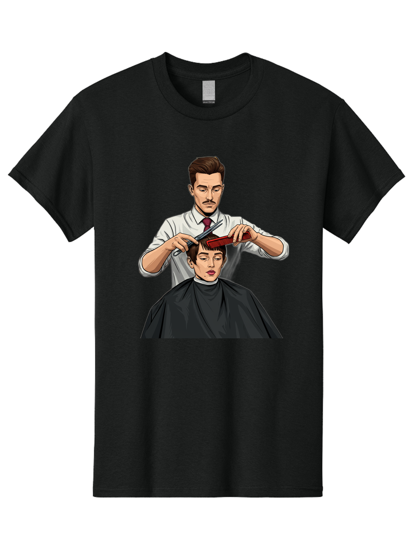 Barber-Cutting-Hair Men'S Graphic Tee, 100% Cotton, Comfortable Casual Summer Wear, Machine Washable, Barber Cutting Hair, Male Grooming, Haircut Service, Scissors And Comb, Stylish Haircut, Grooming Experience, Men'S Salon Bac602