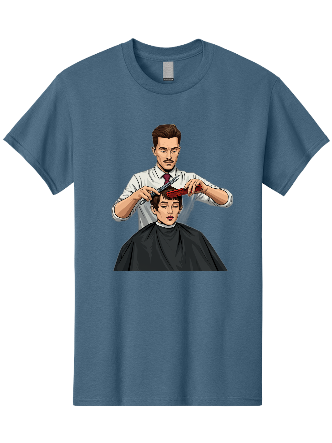 Barber-Cutting-Hair Men'S Graphic Tee, 100% Cotton, Comfortable Casual Summer Wear, Machine Washable, Barber Cutting Hair, Male Grooming, Haircut Service, Scissors And Comb, Stylish Haircut, Grooming Experience, Men'S Salon Bac602