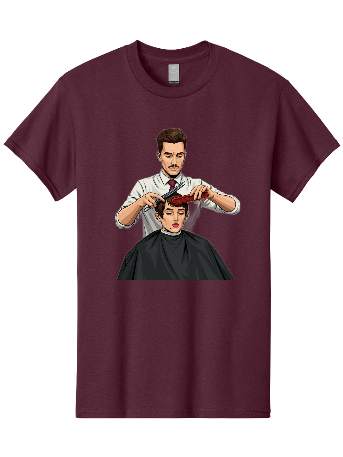 Barber-Cutting-Hair Men'S Graphic Tee, 100% Cotton, Comfortable Casual Summer Wear, Machine Washable, Barber Cutting Hair, Male Grooming, Haircut Service, Scissors And Comb, Stylish Haircut, Grooming Experience, Men'S Salon Bac602