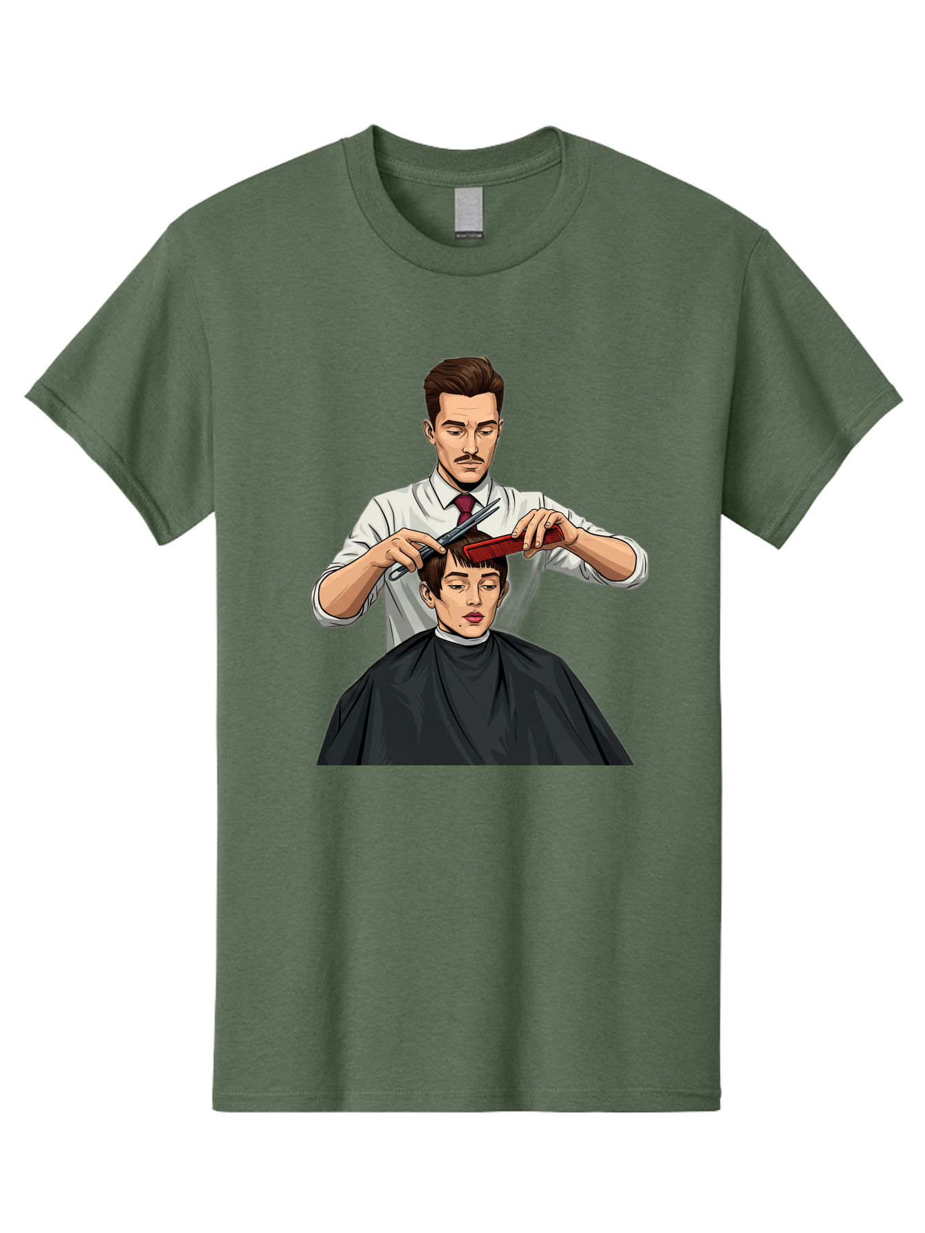 Barber-Cutting-Hair Men'S Graphic Tee, 100% Cotton, Comfortable Casual Summer Wear, Machine Washable, Barber Cutting Hair, Male Grooming, Haircut Service, Scissors And Comb, Stylish Haircut, Grooming Experience, Men'S Salon Bac602