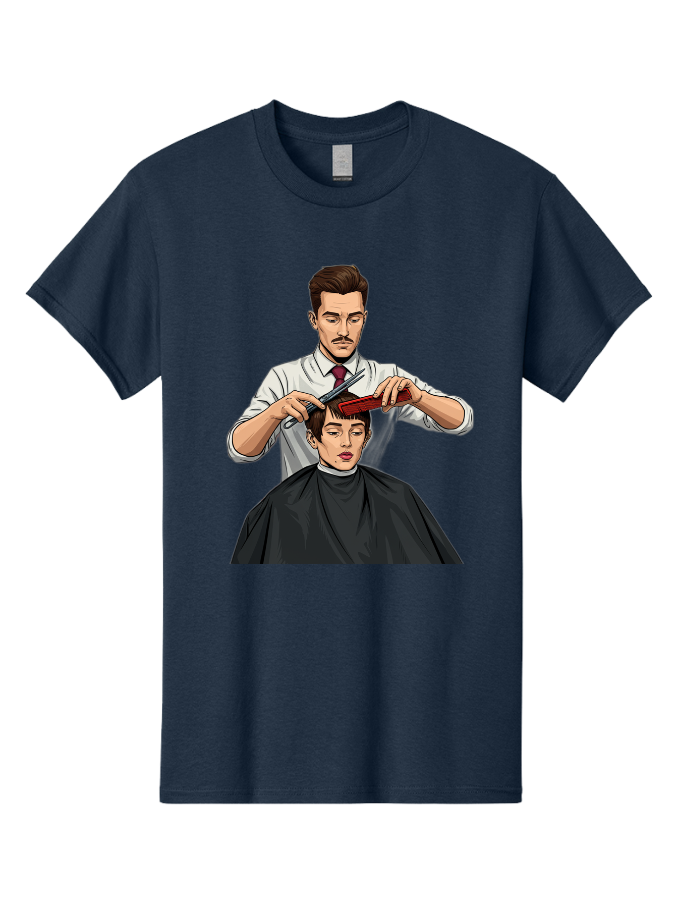 Barber-Cutting-Hair Men'S Graphic Tee, 100% Cotton, Comfortable Casual Summer Wear, Machine Washable, Barber Cutting Hair, Male Grooming, Haircut Service, Scissors And Comb, Stylish Haircut, Grooming Experience, Men'S Salon Bac602