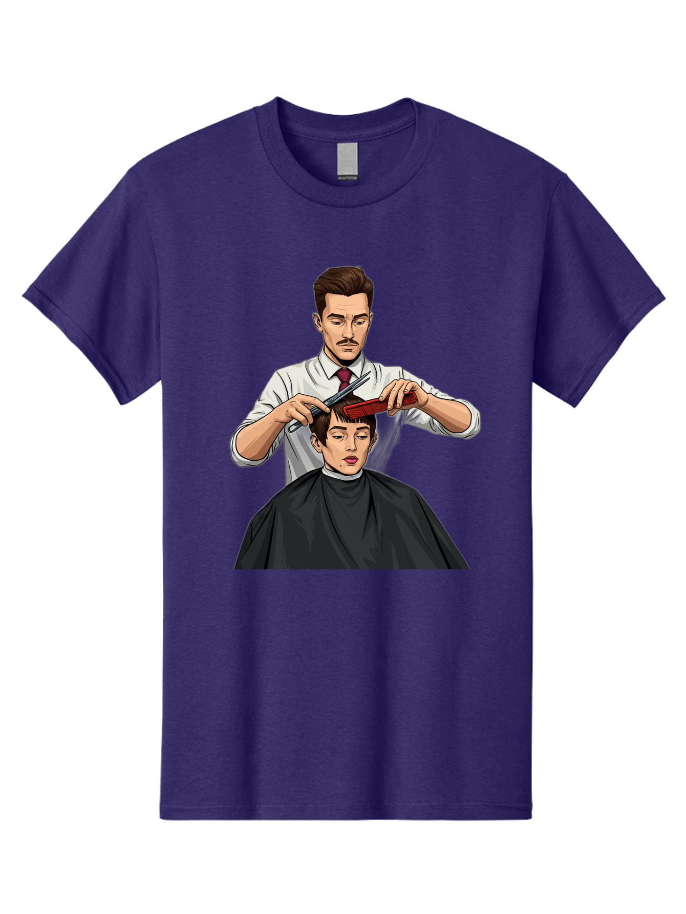 Barber-Cutting-Hair Men'S Graphic Tee, 100% Cotton, Comfortable Casual Summer Wear, Machine Washable, Barber Cutting Hair, Male Grooming, Haircut Service, Scissors And Comb, Stylish Haircut, Grooming Experience, Men'S Salon Bac602