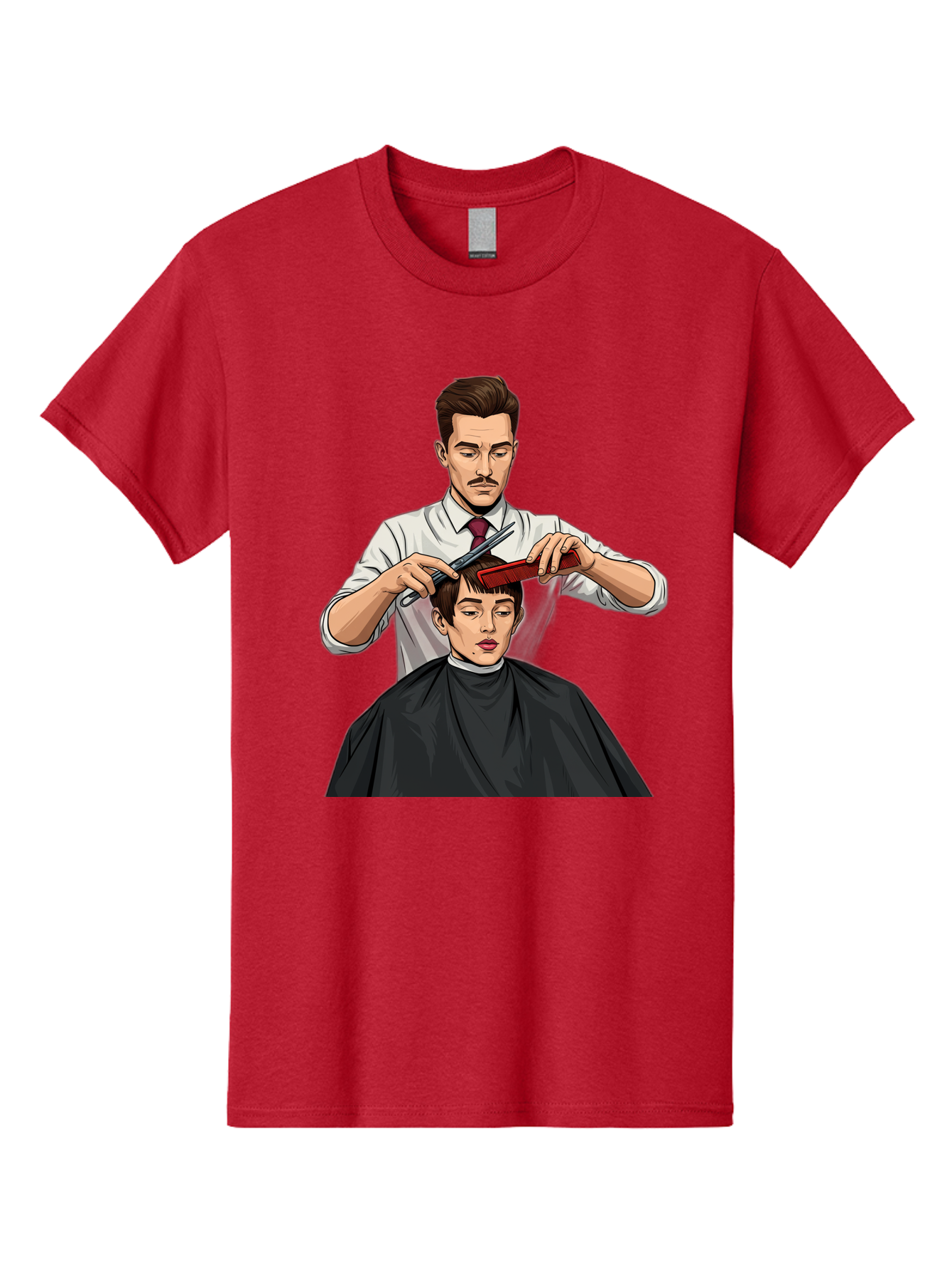 Barber-Cutting-Hair Men'S Graphic Tee, 100% Cotton, Comfortable Casual Summer Wear, Machine Washable, Barber Cutting Hair, Male Grooming, Haircut Service, Scissors And Comb, Stylish Haircut, Grooming Experience, Men'S Salon Bac602