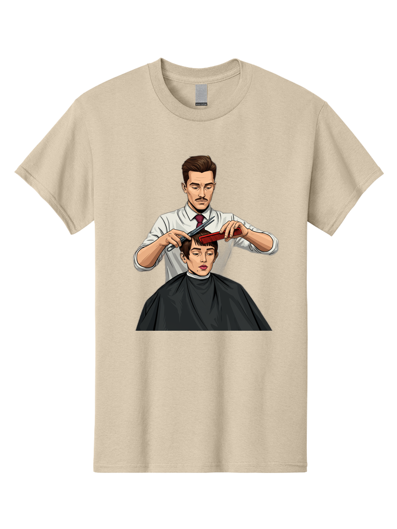 Barber-Cutting-Hair Men'S Graphic Tee, 100% Cotton, Comfortable Casual Summer Wear, Machine Washable, Barber Cutting Hair, Male Grooming, Haircut Service, Scissors And Comb, Stylish Haircut, Grooming Experience, Men'S Salon Bac602
