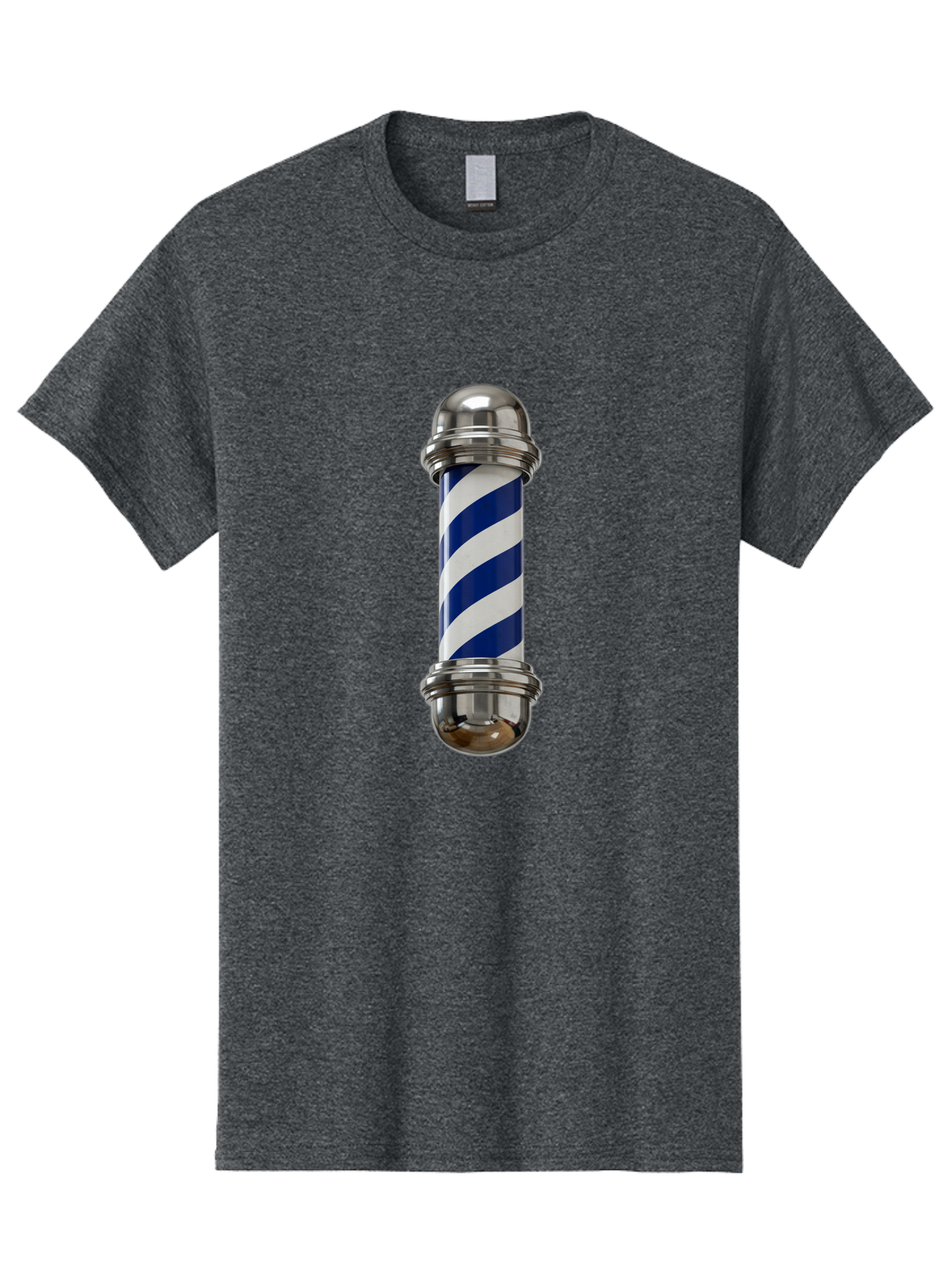 Barber-Pole Men'S Graphic Tee, 100% Cotton, Comfortable Casual Summer Wear, Machine Washable, Barber Pole, Blue And White Stripes, Silver Caps, Traditional Symbol, Barbershop Sign, Classic Design, Vintage Style, Grooming, Men'S Grooming, Bac606