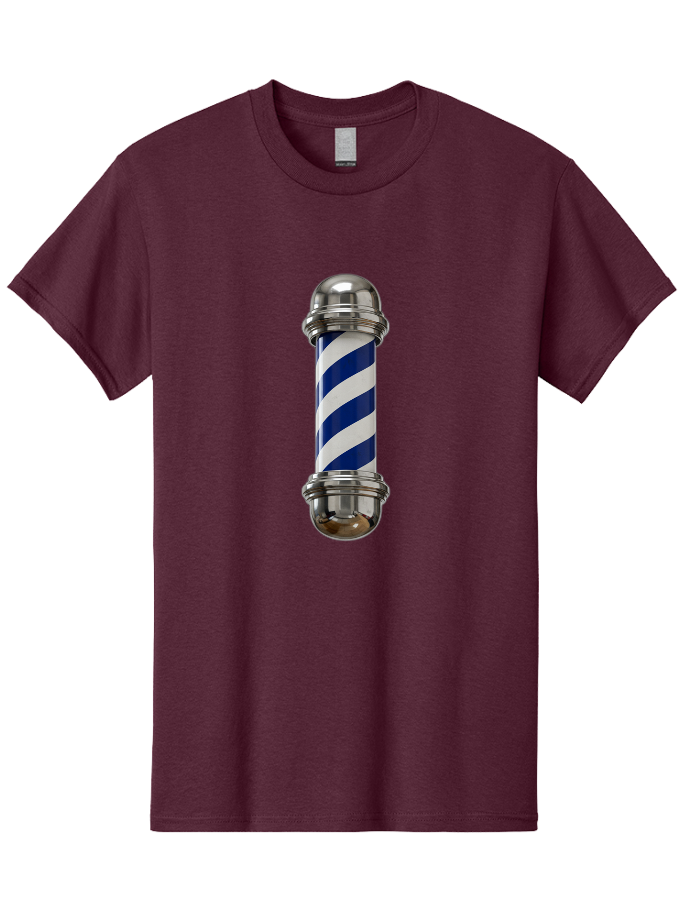 Barber-Pole Men'S Graphic Tee, 100% Cotton, Comfortable Casual Summer Wear, Machine Washable, Barber Pole, Blue And White Stripes, Silver Caps, Traditional Symbol, Barbershop Sign, Classic Design, Vintage Style, Grooming, Men'S Grooming, Bac606