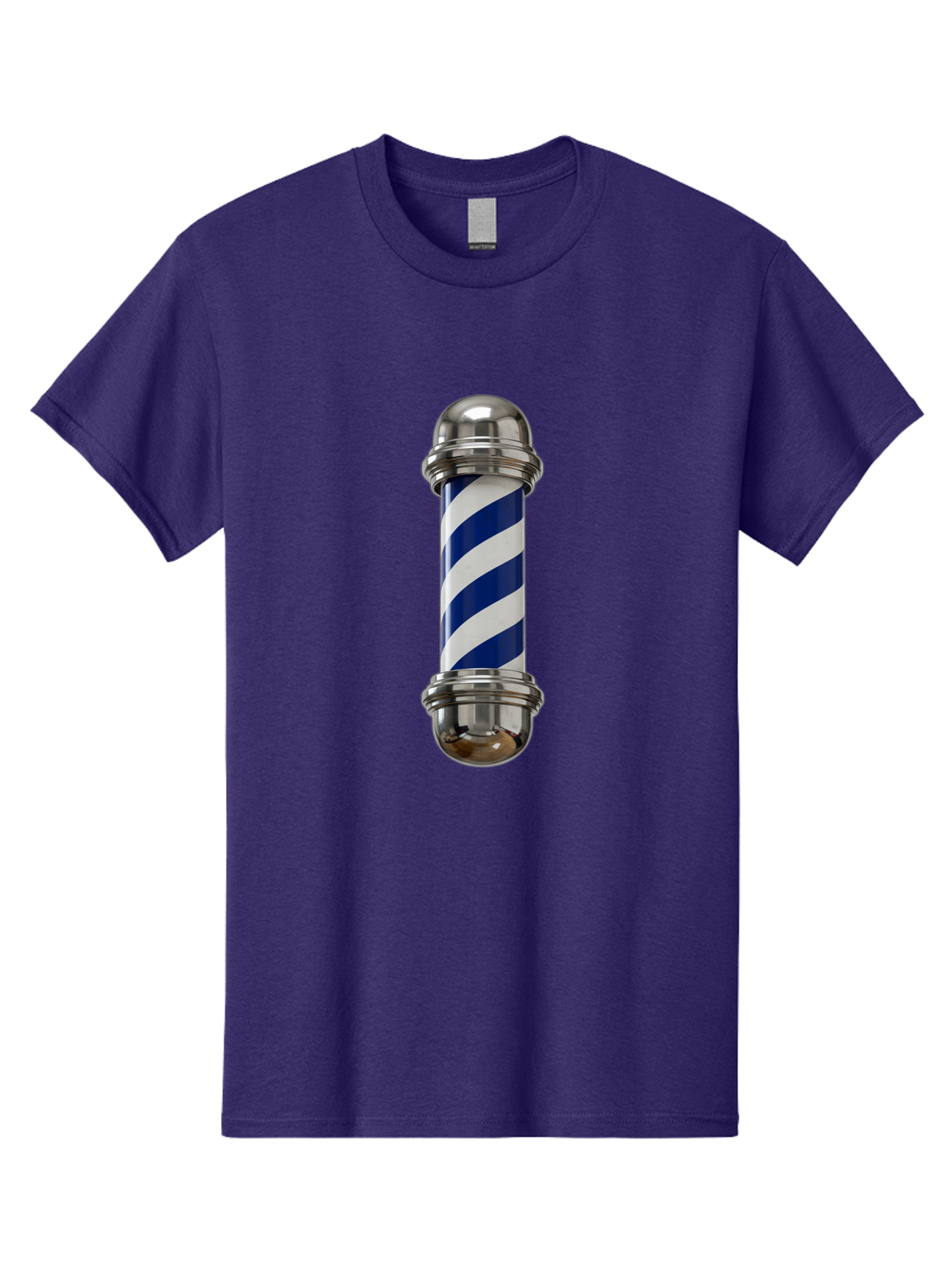 Barber-Pole Men'S Graphic Tee, 100% Cotton, Comfortable Casual Summer Wear, Machine Washable, Barber Pole, Blue And White Stripes, Silver Caps, Traditional Symbol, Barbershop Sign, Classic Design, Vintage Style, Grooming, Men'S Grooming, Bac606