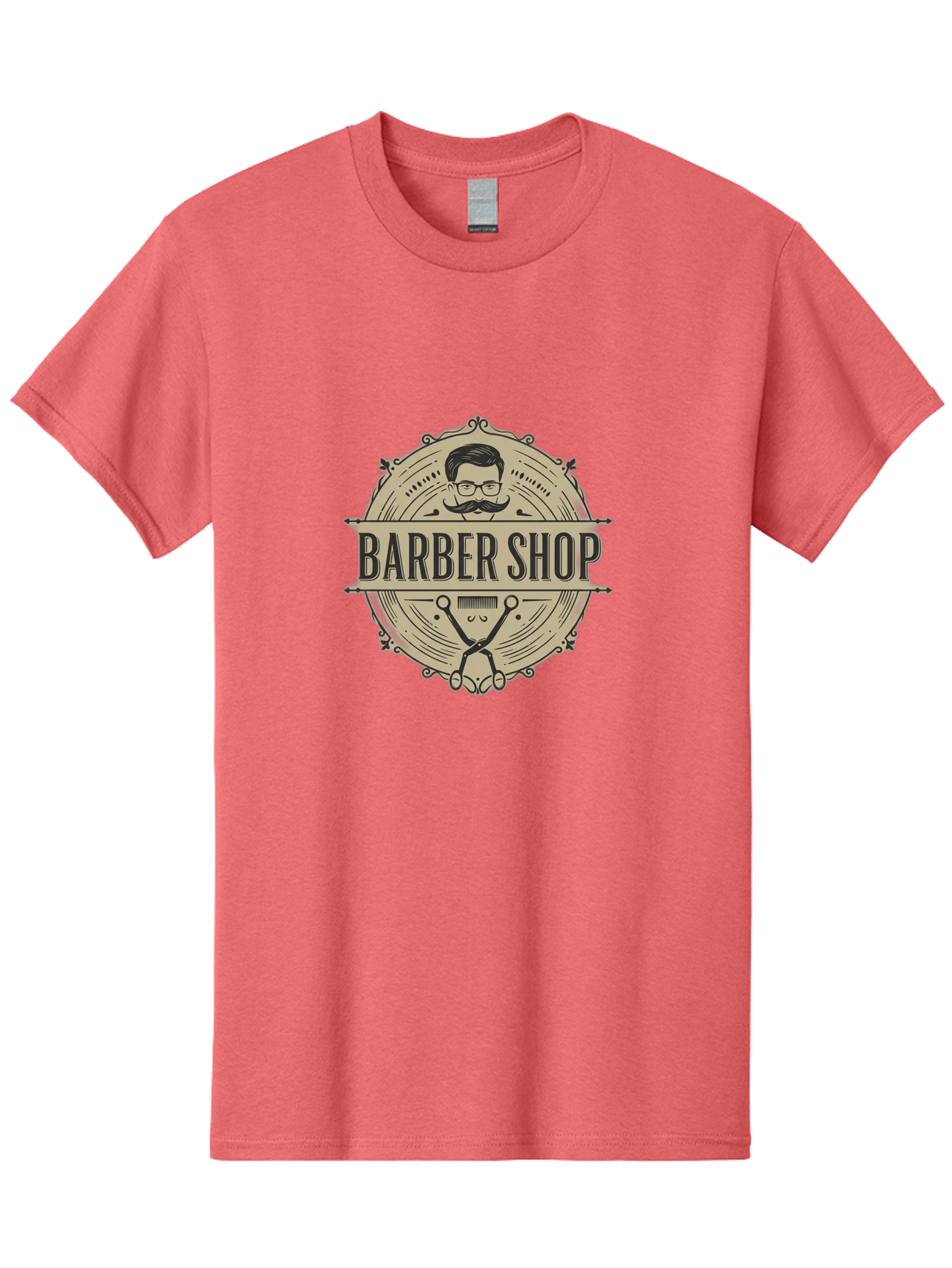 Barber-Shop-1 Men'S Graphic Tee, 100% Cotton, Comfortable Casual Summer Wear, Machine Washable, Barber Shop Logo, Vintage Style, Men'S Grooming, Beard Care, Scissors, Mustache, Stylish Haircut, Classic Design, Retro Aesthetic, Barber Shop Sign Bac608