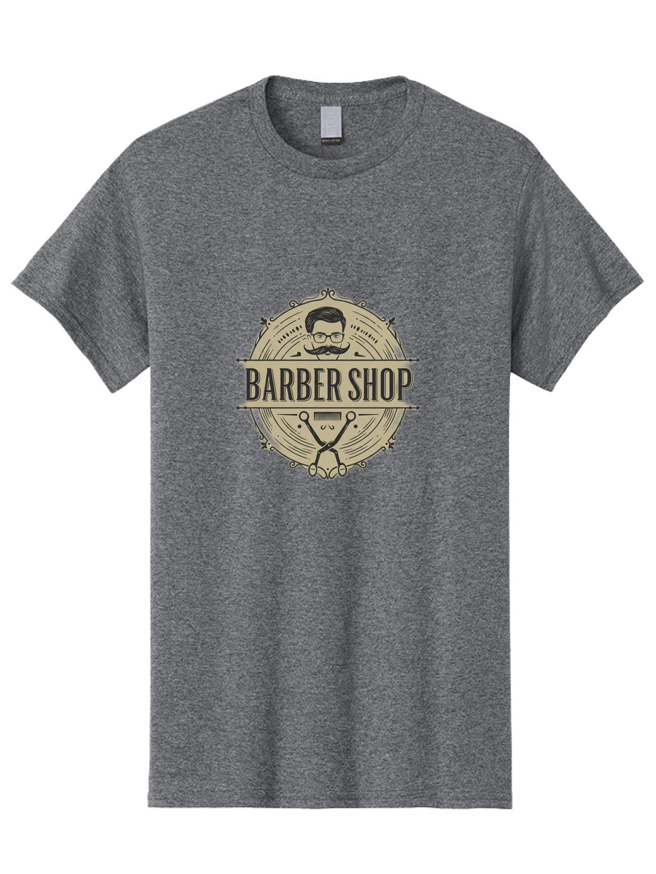 Barber-Shop-1 Men'S Graphic Tee, 100% Cotton, Comfortable Casual Summer Wear, Machine Washable, Barber Shop Logo, Vintage Style, Men'S Grooming, Beard Care, Scissors, Mustache, Stylish Haircut, Classic Design, Retro Aesthetic, Barber Shop Sign Bac608