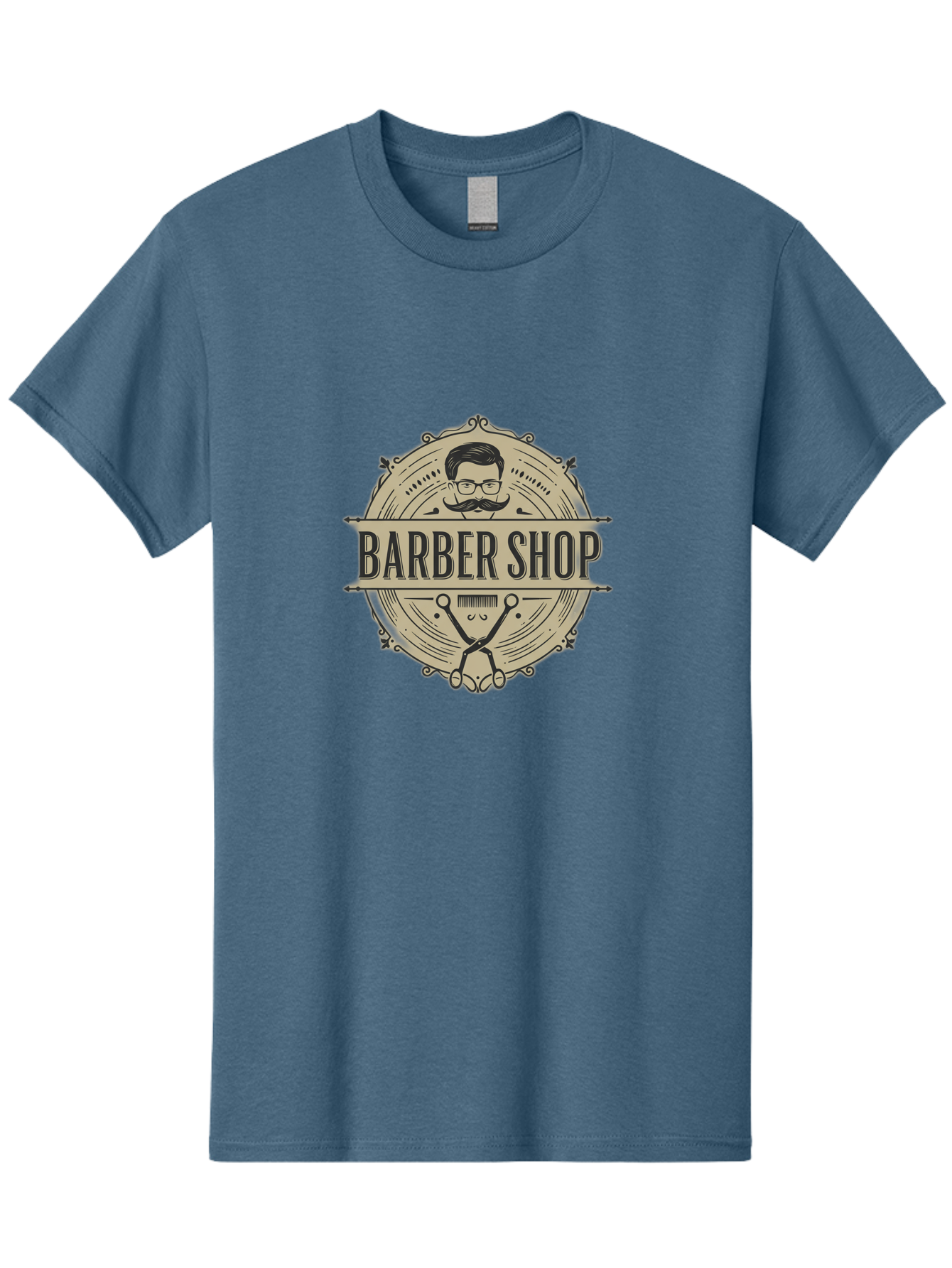 Barber-Shop-1 Men'S Graphic Tee, 100% Cotton, Comfortable Casual Summer Wear, Machine Washable, Barber Shop Logo, Vintage Style, Men'S Grooming, Beard Care, Scissors, Mustache, Stylish Haircut, Classic Design, Retro Aesthetic, Barber Shop Sign Bac608
