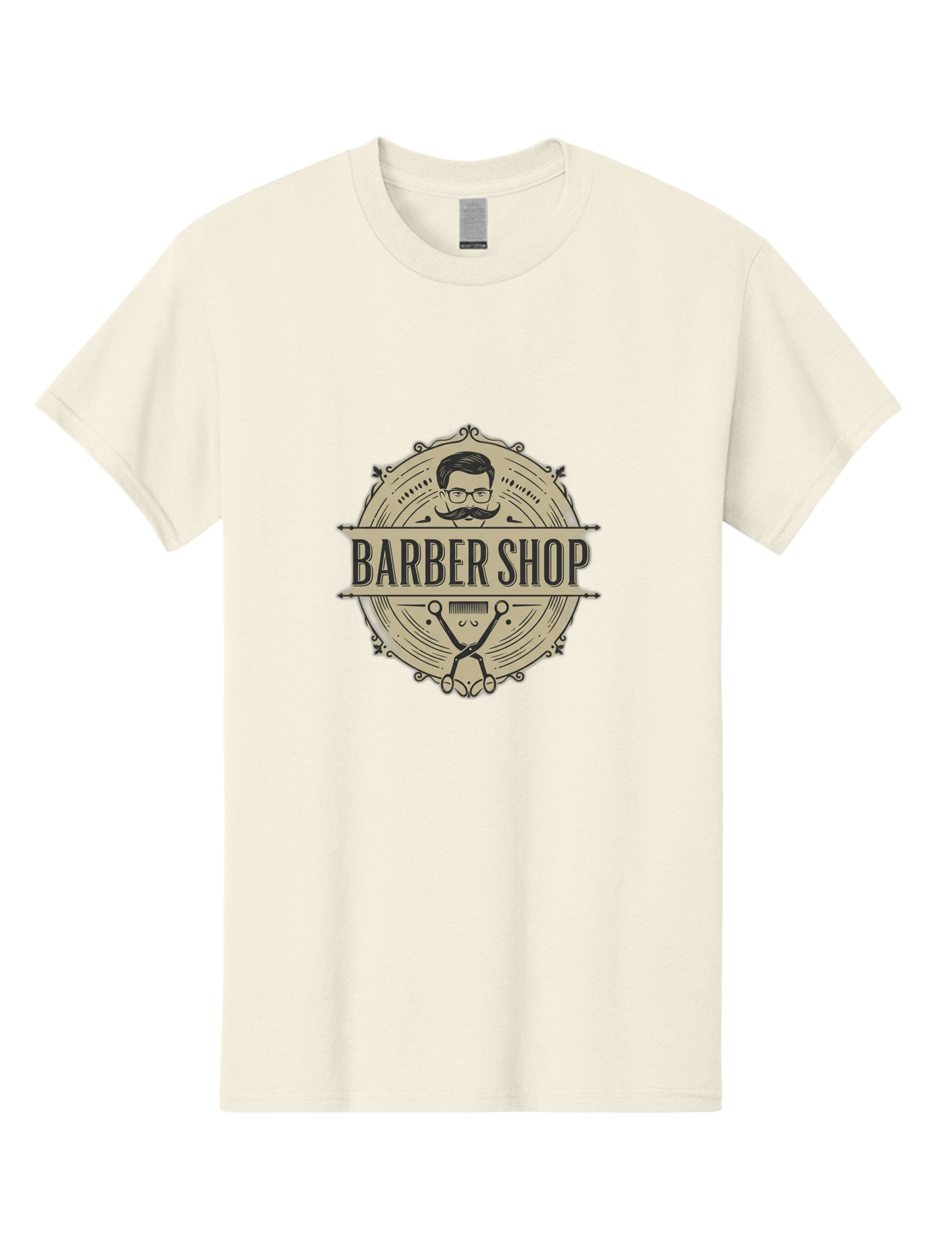Barber-Shop-1 Men'S Graphic Tee, 100% Cotton, Comfortable Casual Summer Wear, Machine Washable, Barber Shop Logo, Vintage Style, Men'S Grooming, Beard Care, Scissors, Mustache, Stylish Haircut, Classic Design, Retro Aesthetic, Barber Shop Sign Bac608