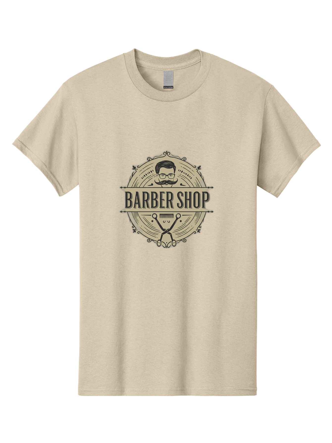 Barber-Shop-1 Men'S Graphic Tee, 100% Cotton, Comfortable Casual Summer Wear, Machine Washable, Barber Shop Logo, Vintage Style, Men'S Grooming, Beard Care, Scissors, Mustache, Stylish Haircut, Classic Design, Retro Aesthetic, Barber Shop Sign Bac608