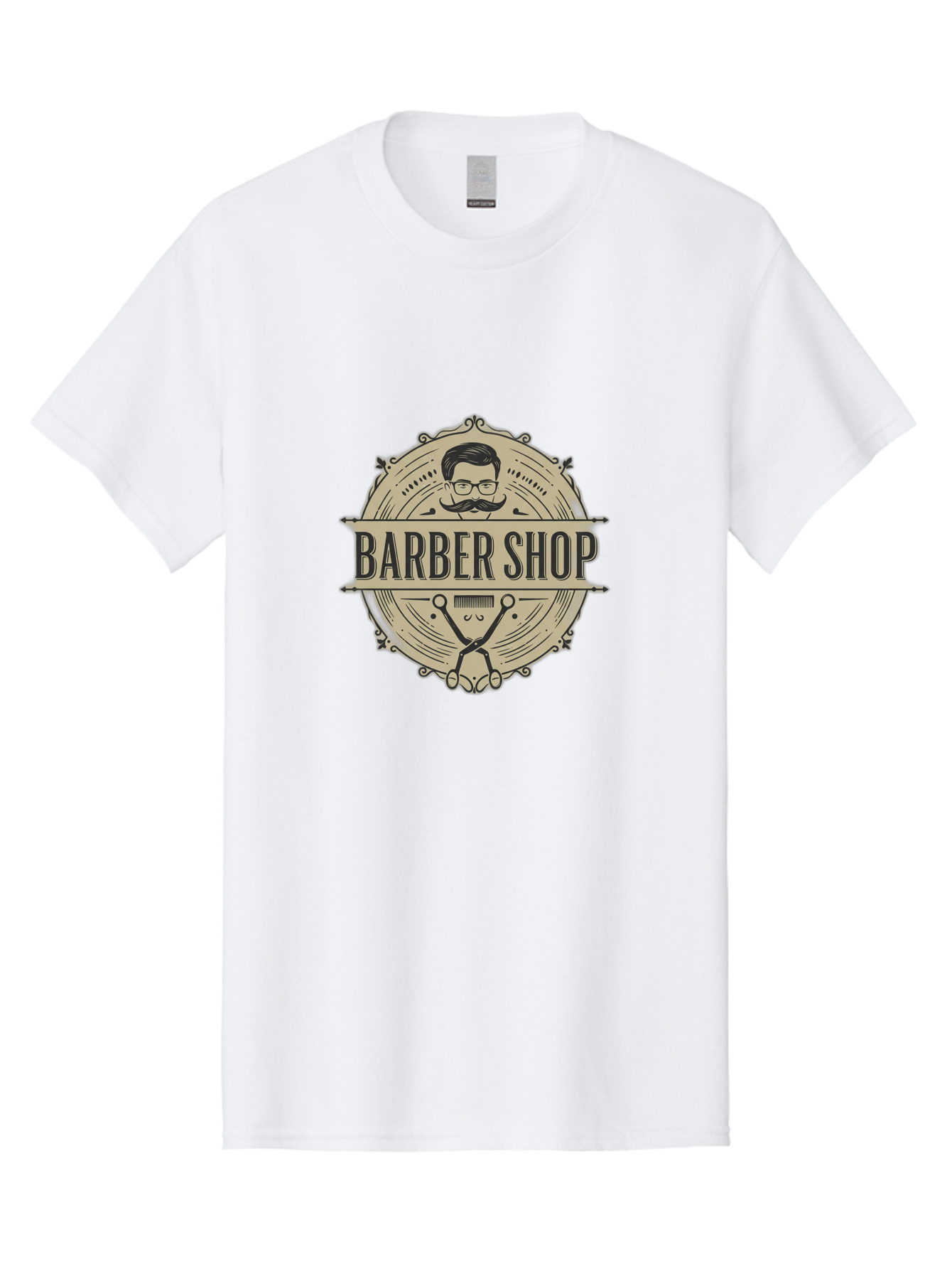 Barber-Shop-1 Men'S Graphic Tee, 100% Cotton, Comfortable Casual Summer Wear, Machine Washable, Barber Shop Logo, Vintage Style, Men'S Grooming, Beard Care, Scissors, Mustache, Stylish Haircut, Classic Design, Retro Aesthetic, Barber Shop Sign Bac608