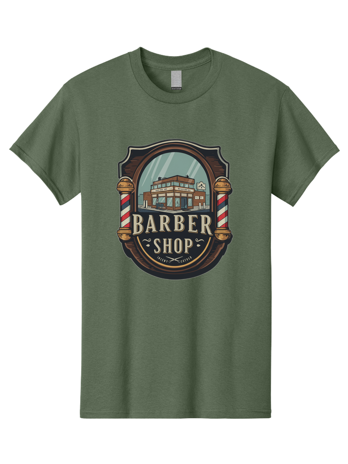 Barber-Shop-2 Men'S Graphic Tee, 100% Cotton, Comfortable Casual Summer Wear, Machine Washable, Barber Shop Logo, Vintage Barber Pole, Retro Style, Men'S Grooming, Barber Shop Sign, Classic Design, Ornate Details, Barber Shop Illustration Bac609
