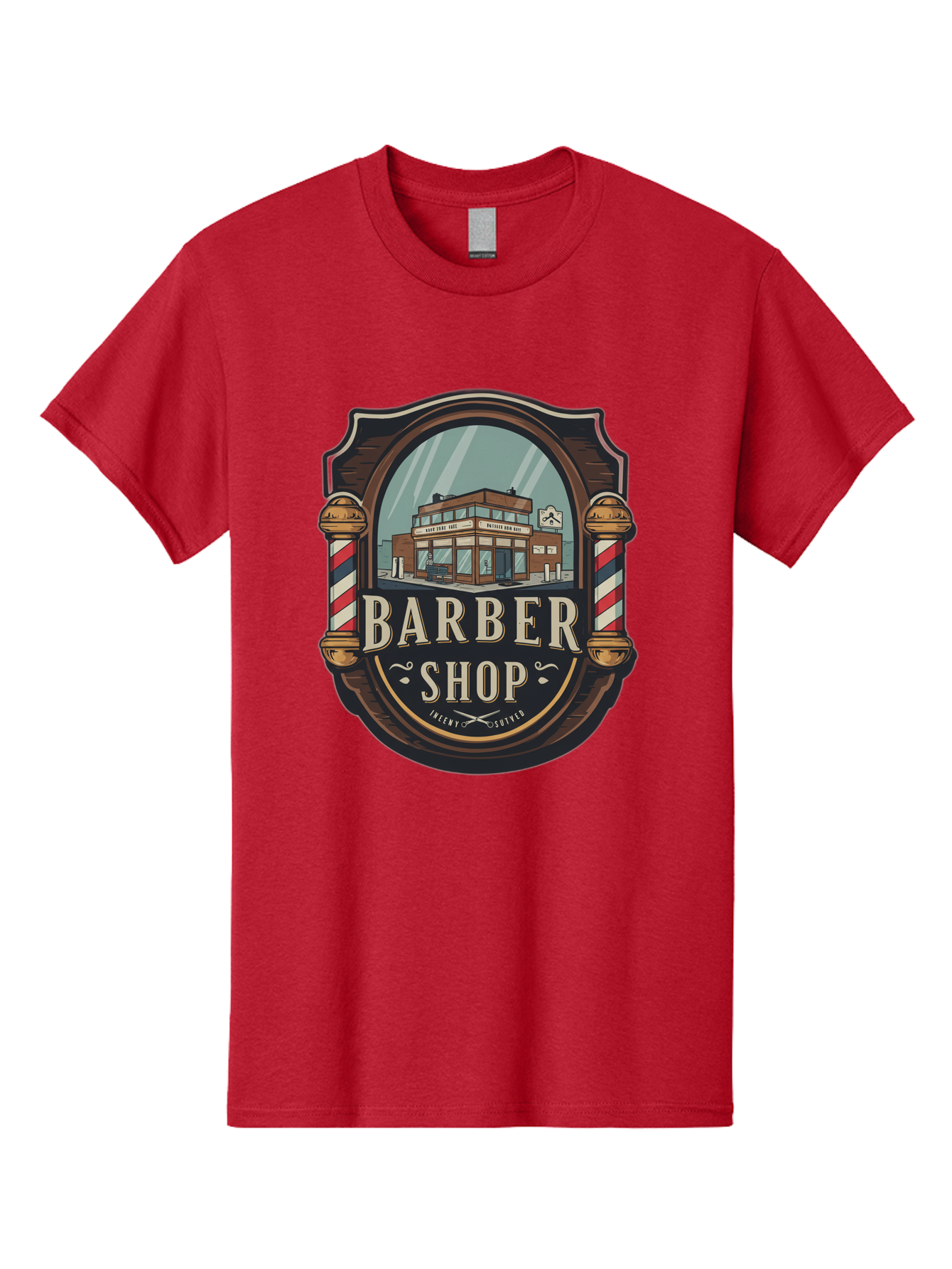 Barber-Shop-2 Men'S Graphic Tee, 100% Cotton, Comfortable Casual Summer Wear, Machine Washable, Barber Shop Logo, Vintage Barber Pole, Retro Style, Men'S Grooming, Barber Shop Sign, Classic Design, Ornate Details, Barber Shop Illustration Bac609