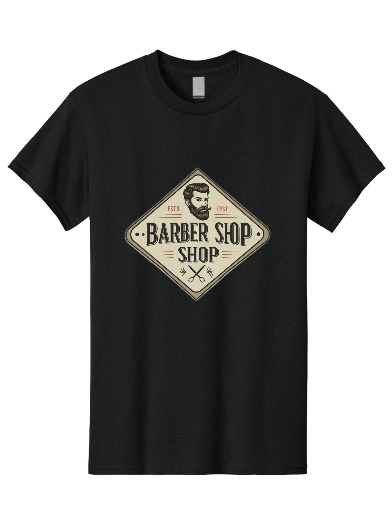 Barber-Shop-Shop Men'S Graphic Tee, 100% Cotton, Comfortable Casual Summer Wear, Machine Washable, Barber Shop Logo, Vintage Style, Men'S Grooming, Beard Care, Haircutting Scissors, Retro Signage, Classic Barber Bac610
