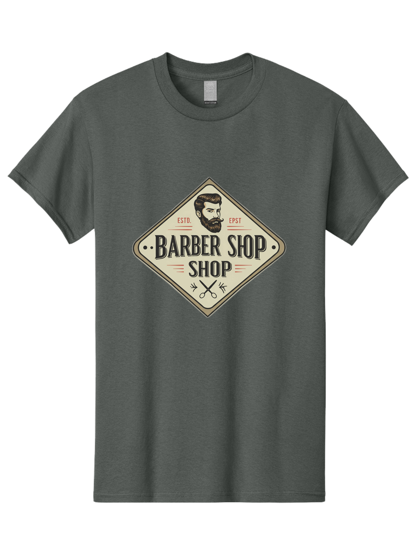 Barber-Shop-Shop Men'S Graphic Tee, 100% Cotton, Comfortable Casual Summer Wear, Machine Washable, Barber Shop Logo, Vintage Style, Men'S Grooming, Beard Care, Haircutting Scissors, Retro Signage, Classic Barber Bac610