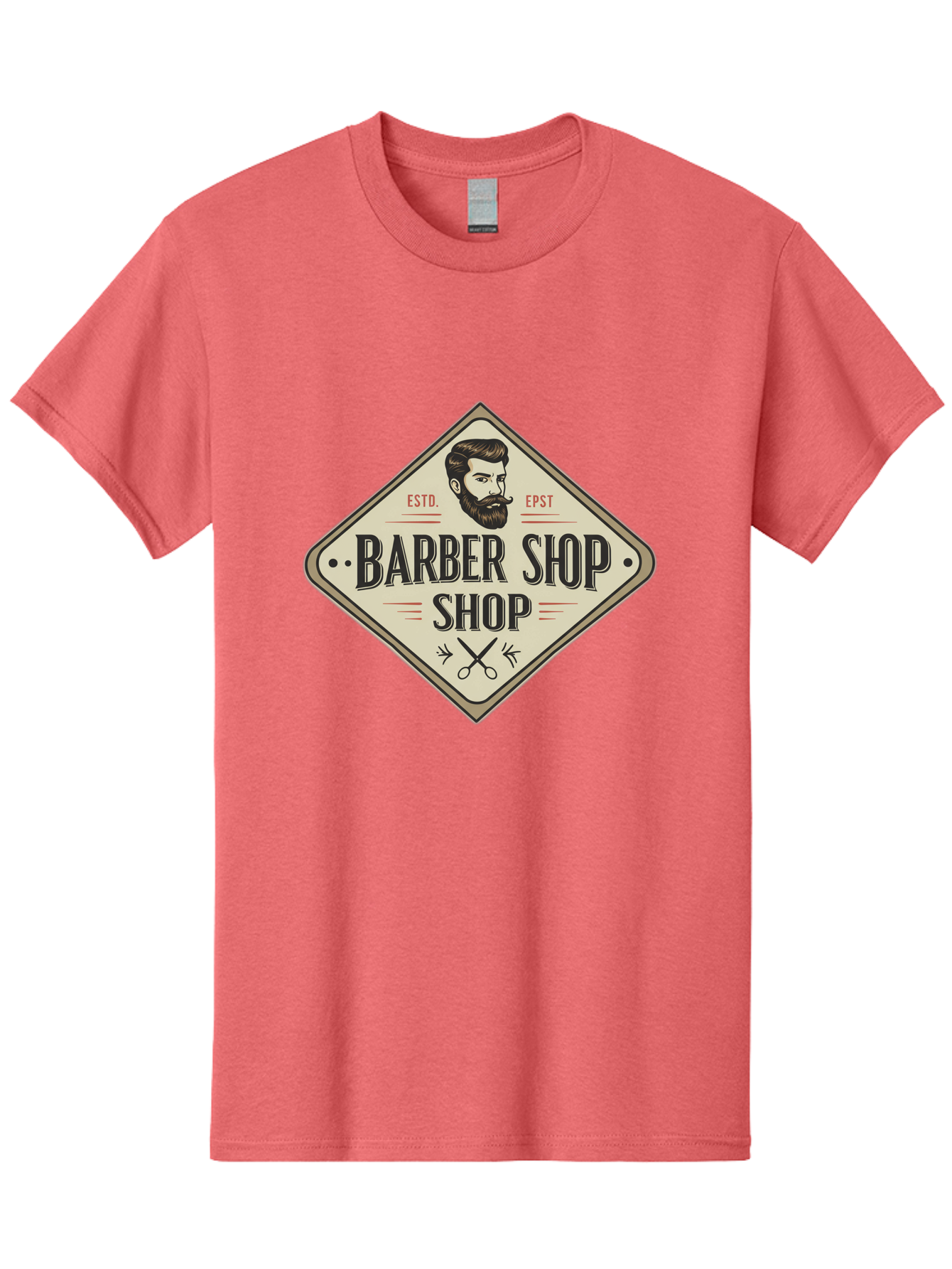 Barber-Shop-Shop Men'S Graphic Tee, 100% Cotton, Comfortable Casual Summer Wear, Machine Washable, Barber Shop Logo, Vintage Style, Men'S Grooming, Beard Care, Haircutting Scissors, Retro Signage, Classic Barber Bac610