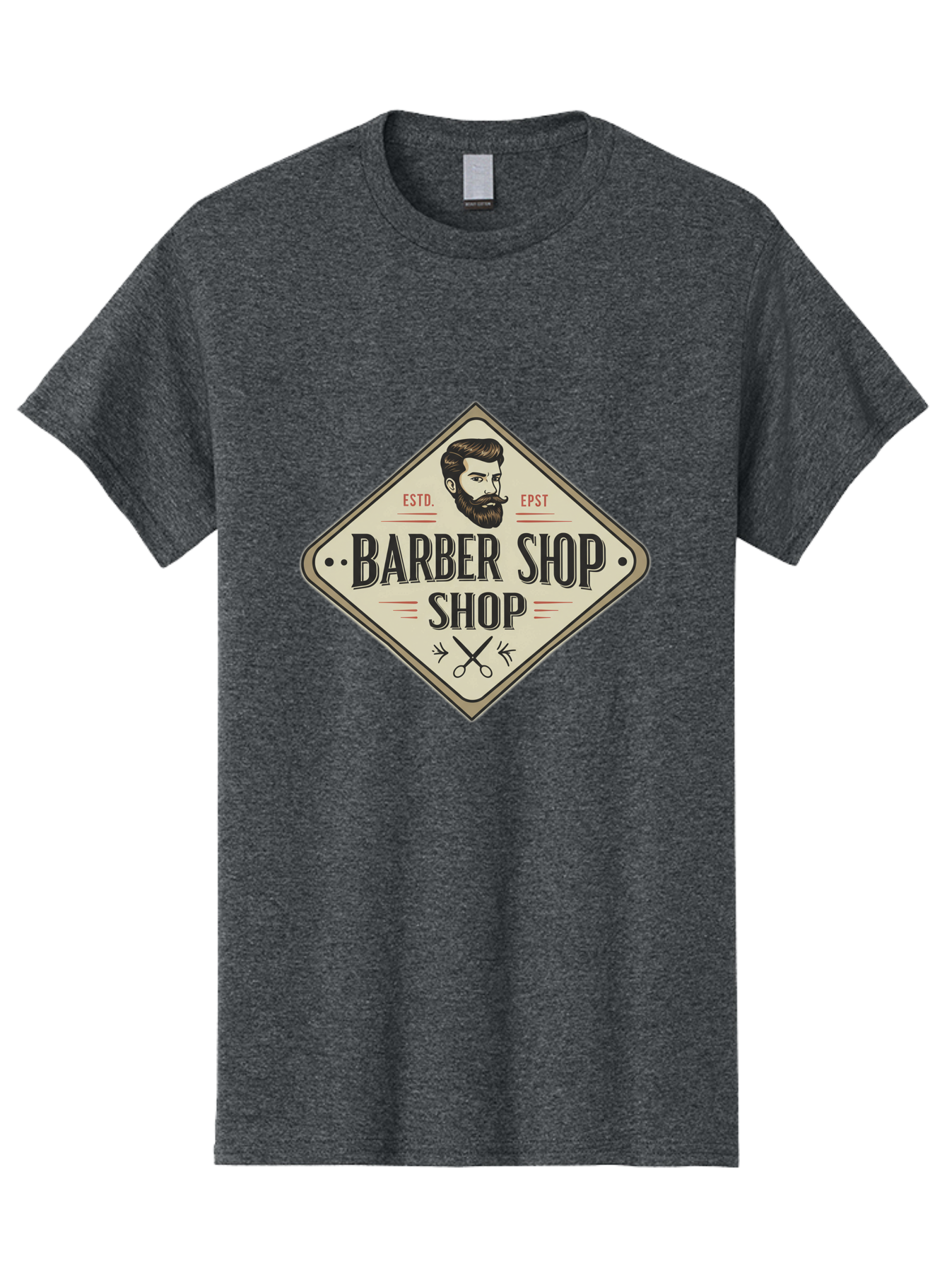 Barber-Shop-Shop Men'S Graphic Tee, 100% Cotton, Comfortable Casual Summer Wear, Machine Washable, Barber Shop Logo, Vintage Style, Men'S Grooming, Beard Care, Haircutting Scissors, Retro Signage, Classic Barber Bac610