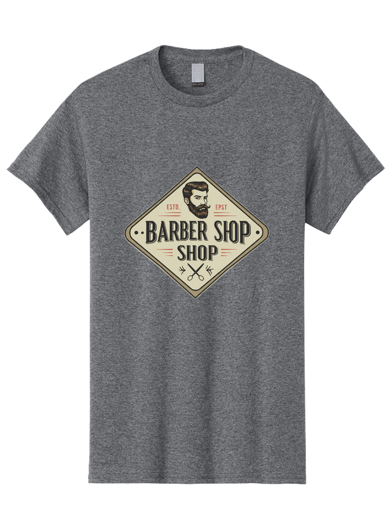 Barber-Shop-Shop Men'S Graphic Tee, 100% Cotton, Comfortable Casual Summer Wear, Machine Washable, Barber Shop Logo, Vintage Style, Men'S Grooming, Beard Care, Haircutting Scissors, Retro Signage, Classic Barber Bac610