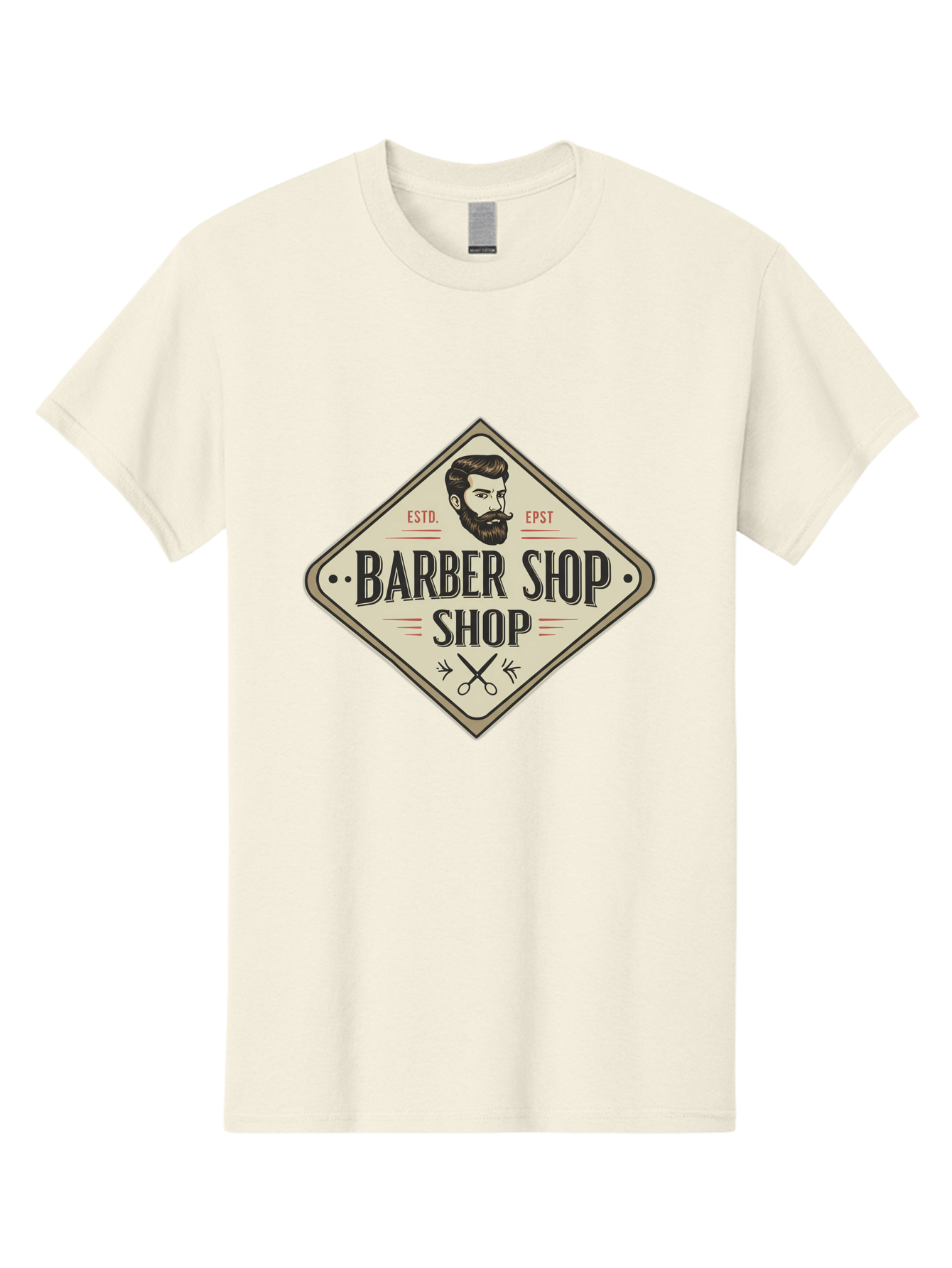 Barber-Shop-Shop Men'S Graphic Tee, 100% Cotton, Comfortable Casual Summer Wear, Machine Washable, Barber Shop Logo, Vintage Style, Men'S Grooming, Beard Care, Haircutting Scissors, Retro Signage, Classic Barber Bac610