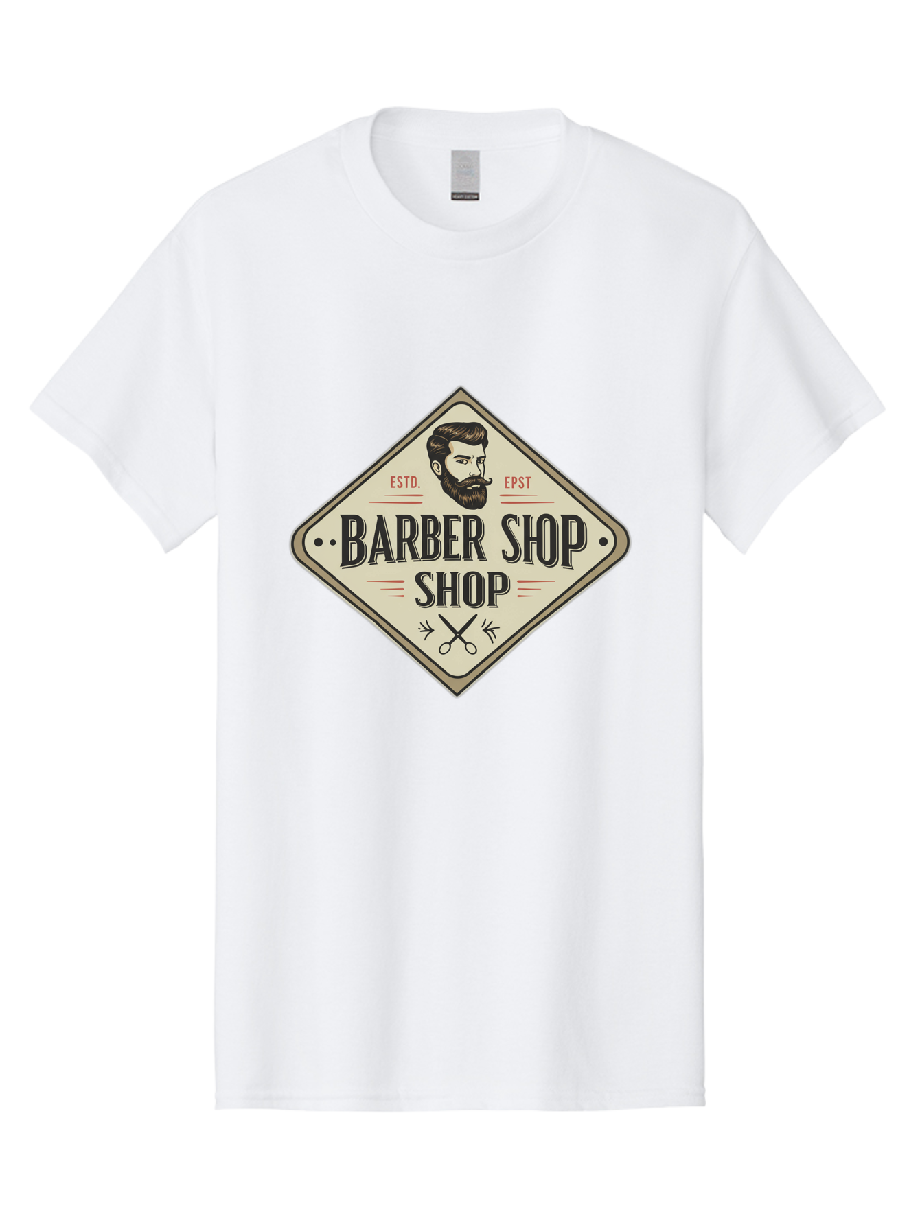 Barber-Shop-Shop Men'S Graphic Tee, 100% Cotton, Comfortable Casual Summer Wear, Machine Washable, Barber Shop Logo, Vintage Style, Men'S Grooming, Beard Care, Haircutting Scissors, Retro Signage, Classic Barber Bac610