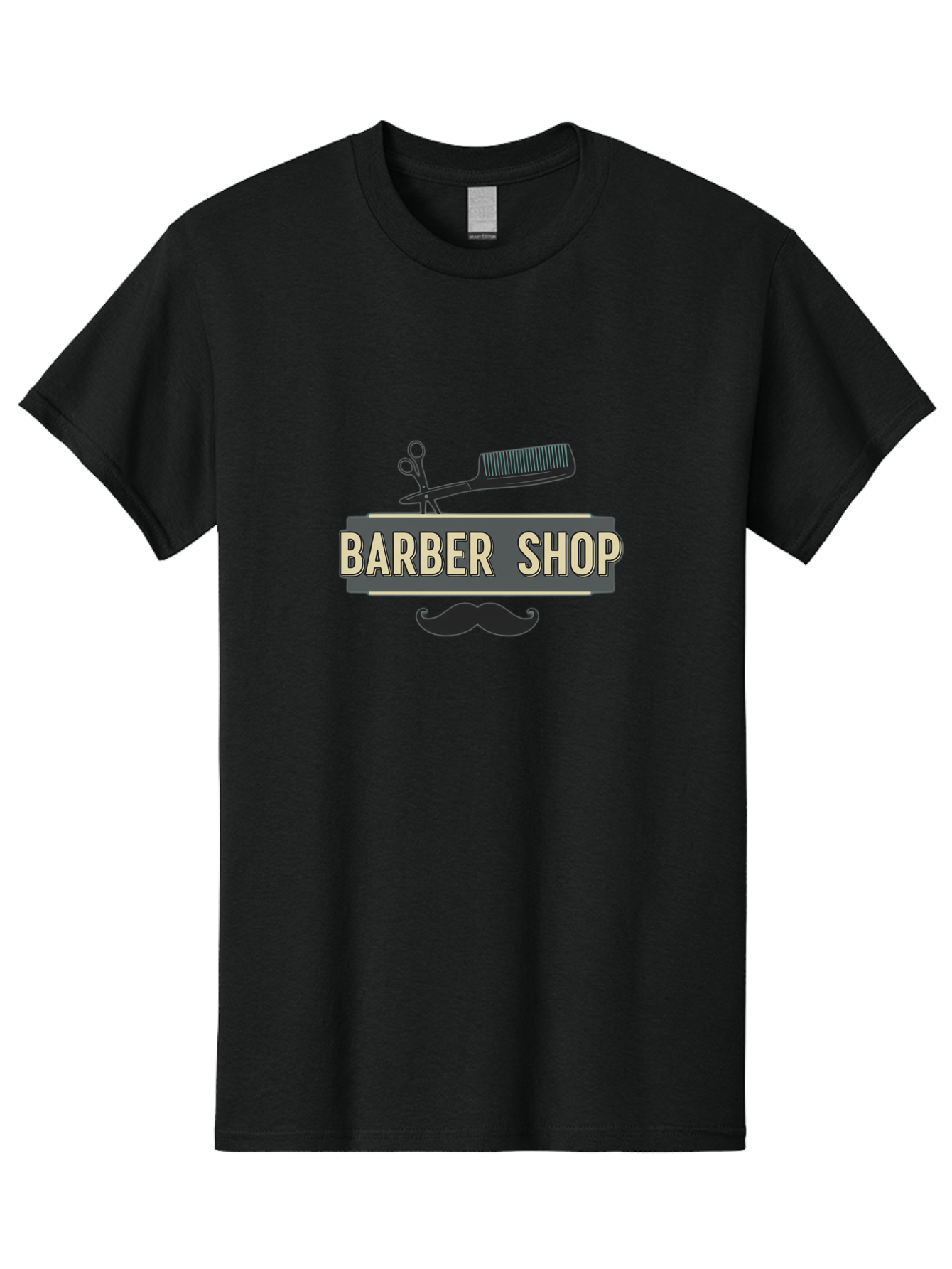 Barber-Shop Men'S Graphic Tee, 100% Cotton, Comfortable Casual Summer Wear, Machine Washable, Barber Shop Logo, Barber Shop Sign, Grooming Tools, Scissors, Comb, Mustache, Men'S Grooming, Barber Services, Haircut, Beard Care, Styling Bac611
