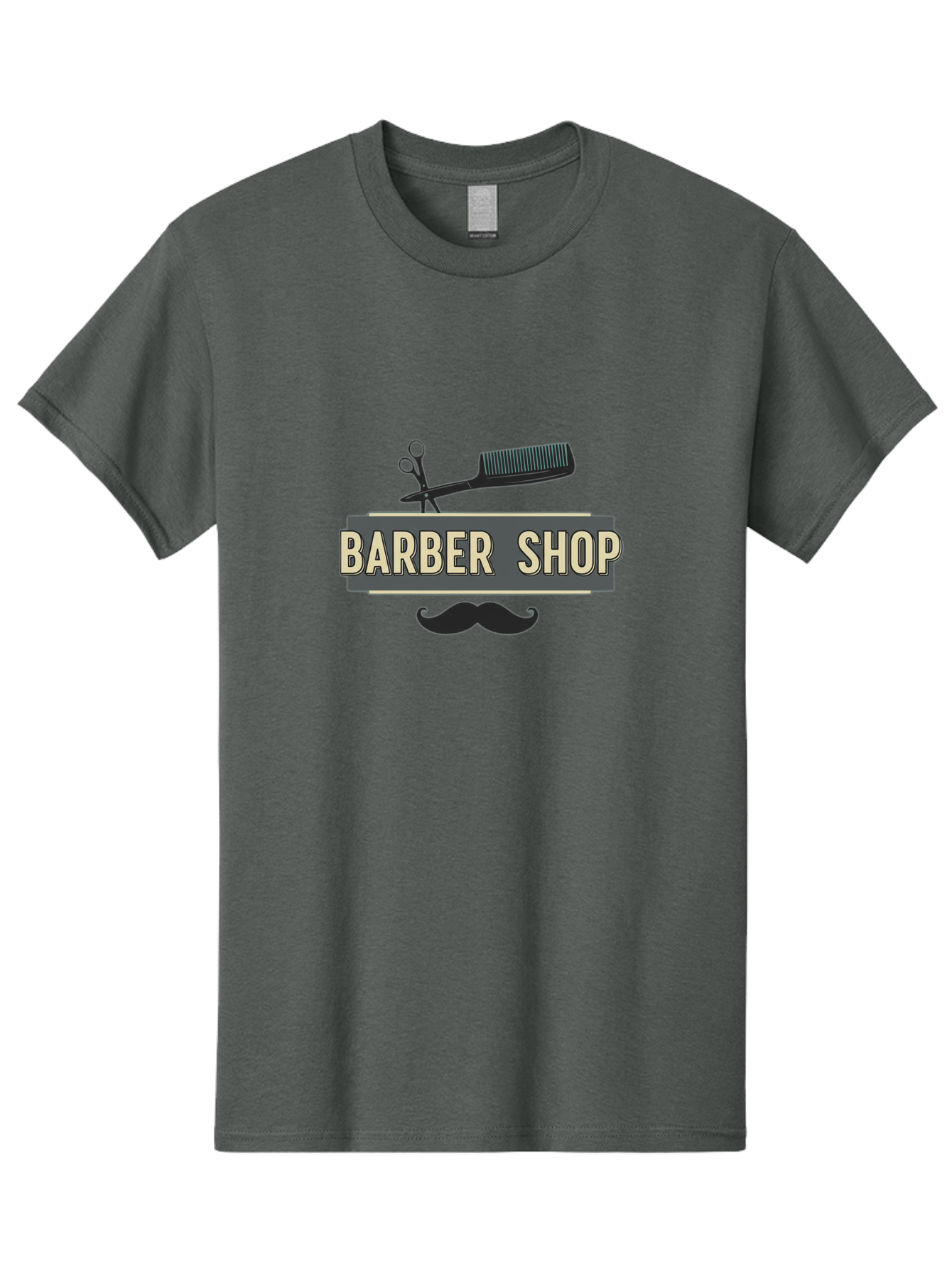 Barber-Shop Men'S Graphic Tee, 100% Cotton, Comfortable Casual Summer Wear, Machine Washable, Barber Shop Logo, Barber Shop Sign, Grooming Tools, Scissors, Comb, Mustache, Men'S Grooming, Barber Services, Haircut, Beard Care, Styling Bac611