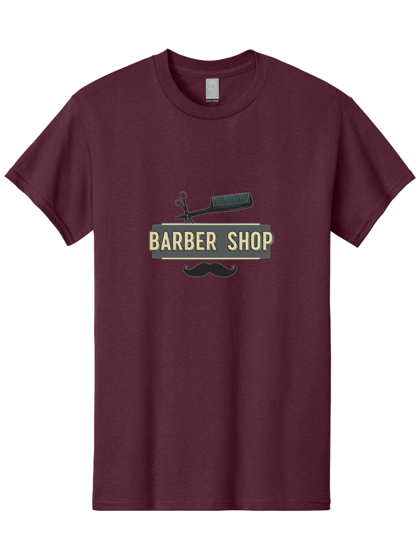 Barber-Shop Men'S Graphic Tee, 100% Cotton, Comfortable Casual Summer Wear, Machine Washable, Barber Shop Logo, Barber Shop Sign, Grooming Tools, Scissors, Comb, Mustache, Men'S Grooming, Barber Services, Haircut, Beard Care, Styling Bac611