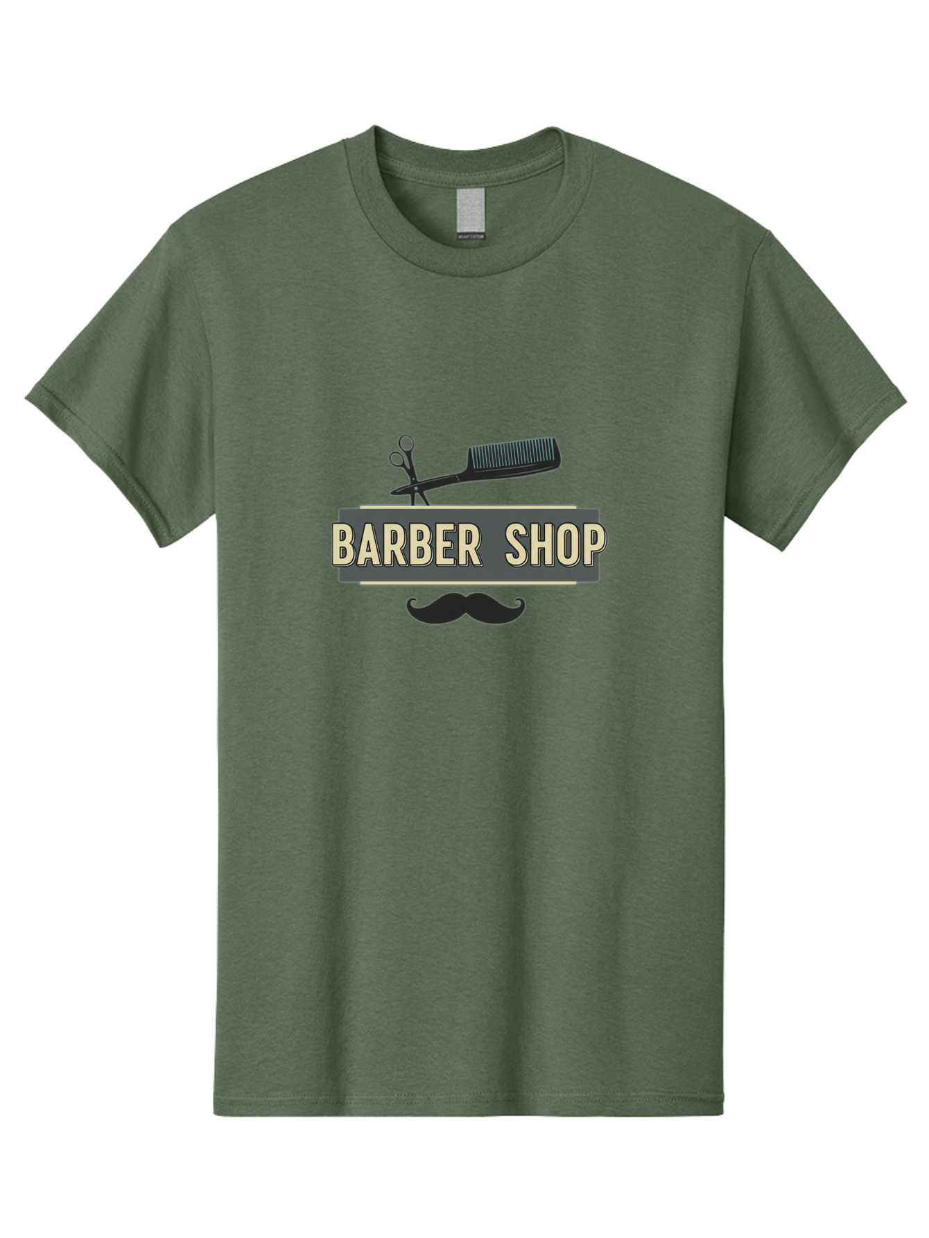 Barber-Shop Men'S Graphic Tee, 100% Cotton, Comfortable Casual Summer Wear, Machine Washable, Barber Shop Logo, Barber Shop Sign, Grooming Tools, Scissors, Comb, Mustache, Men'S Grooming, Barber Services, Haircut, Beard Care, Styling Bac611