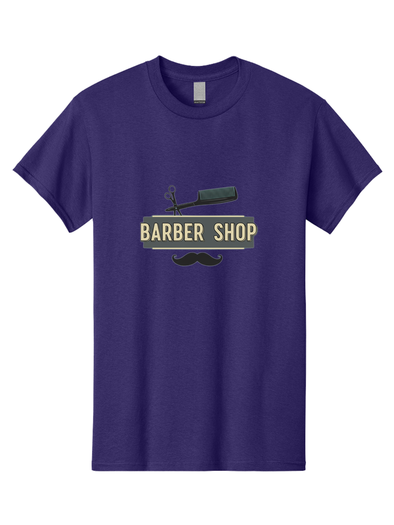 Barber-Shop Men'S Graphic Tee, 100% Cotton, Comfortable Casual Summer Wear, Machine Washable, Barber Shop Logo, Barber Shop Sign, Grooming Tools, Scissors, Comb, Mustache, Men'S Grooming, Barber Services, Haircut, Beard Care, Styling Bac611