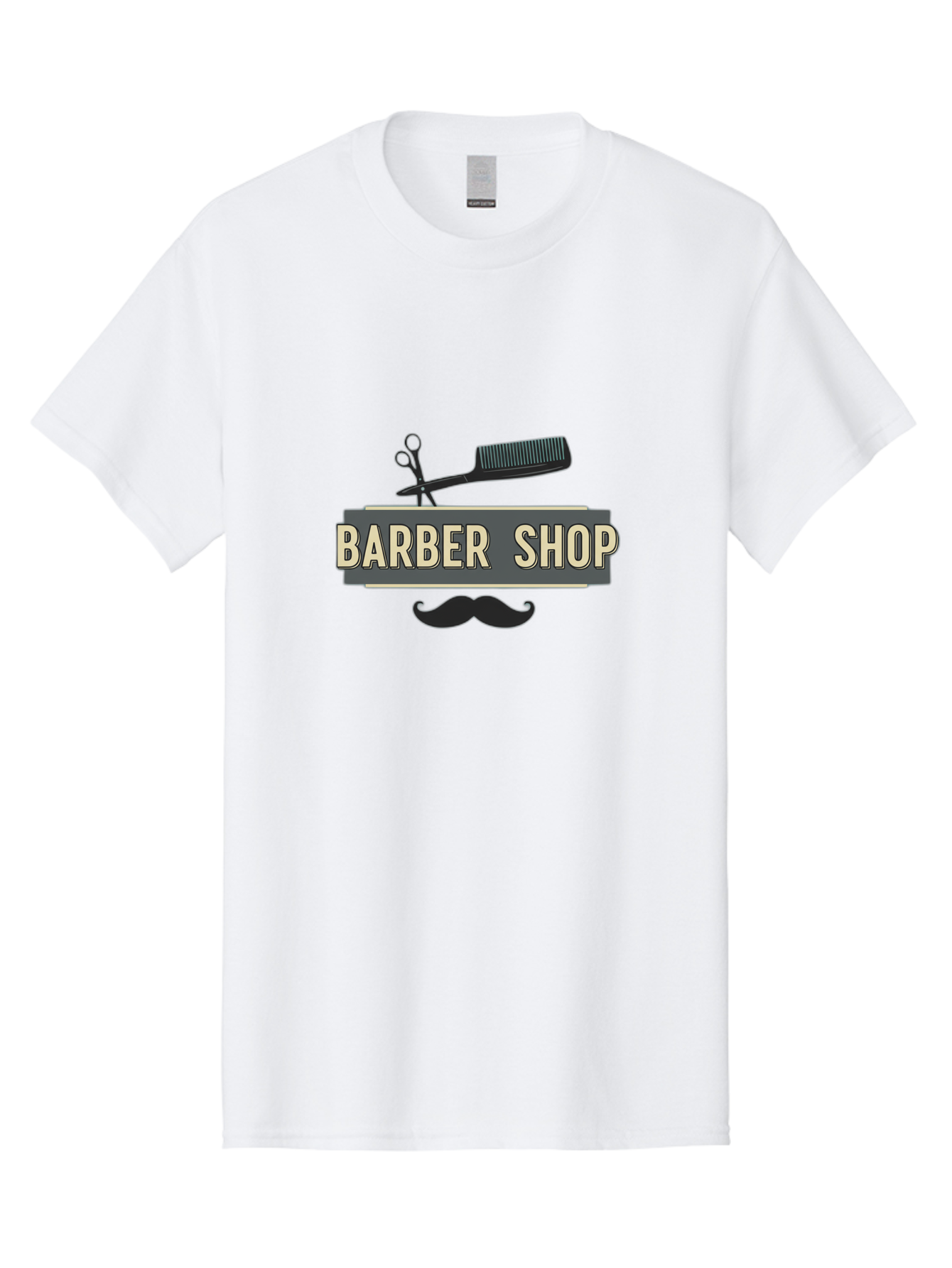 Barber-Shop Men'S Graphic Tee, 100% Cotton, Comfortable Casual Summer Wear, Machine Washable, Barber Shop Logo, Barber Shop Sign, Grooming Tools, Scissors, Comb, Mustache, Men'S Grooming, Barber Services, Haircut, Beard Care, Styling Bac611