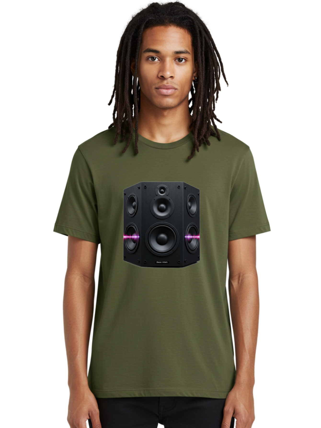 Base-Reflex Men'S Graphic Tee, 100% Cotton, Comfortable Casual Summer Wear, Machine Washable, Black Speaker System, Home Audio Equipment, Sound System, Hi-Fi Speaker, Purple Sound Wave, Music Technology, Audio Visual Bac614