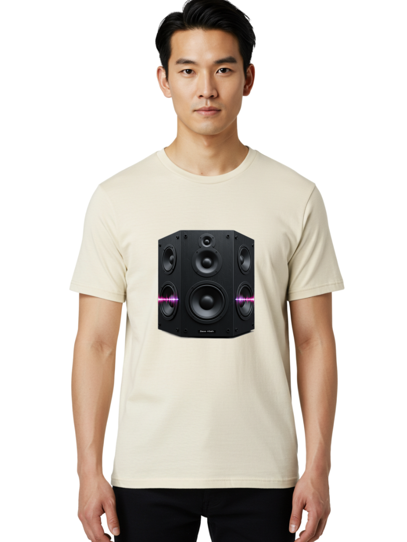 Base-Reflex Men'S Graphic Tee, 100% Cotton, Comfortable Casual Summer Wear, Machine Washable, Black Speaker System, Home Audio Equipment, Sound System, Hi-Fi Speaker, Purple Sound Wave, Music Technology, Audio Visual Bac614