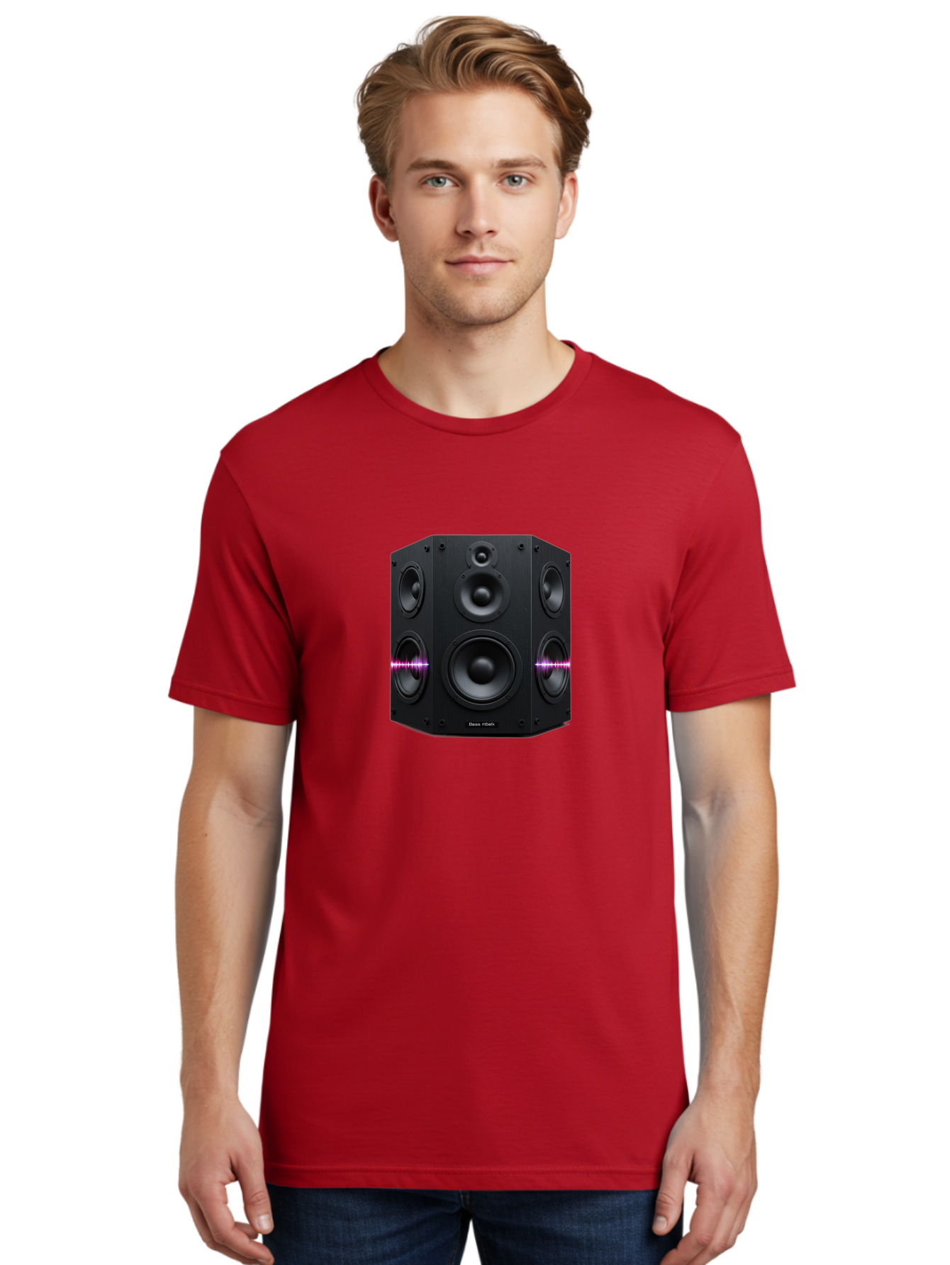 Base-Reflex Men'S Graphic Tee, 100% Cotton, Comfortable Casual Summer Wear, Machine Washable, Black Speaker System, Home Audio Equipment, Sound System, Hi-Fi Speaker, Purple Sound Wave, Music Technology, Audio Visual Bac614