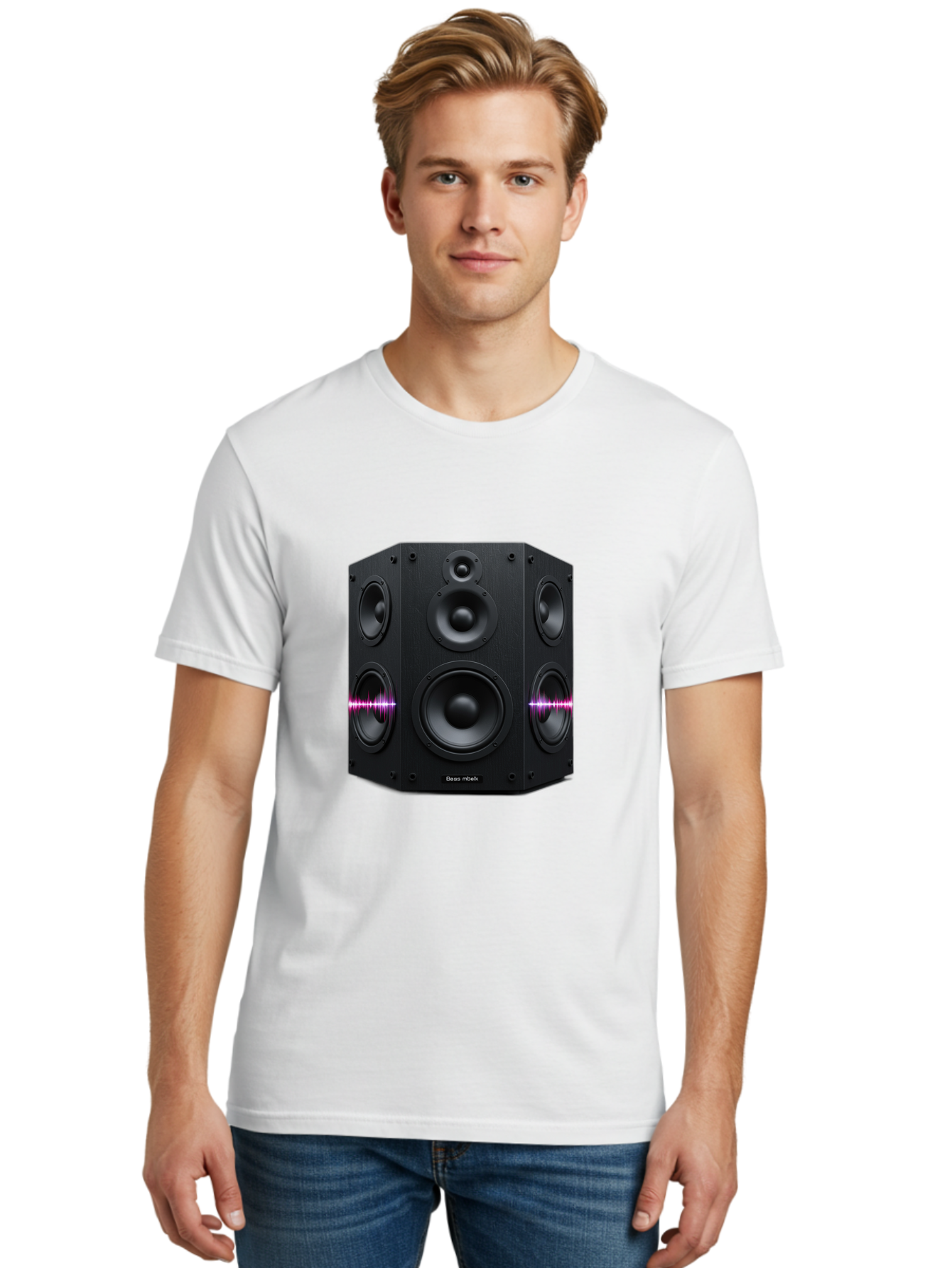 Base-Reflex Men'S Graphic Tee, 100% Cotton, Comfortable Casual Summer Wear, Machine Washable, Black Speaker System, Home Audio Equipment, Sound System, Hi-Fi Speaker, Purple Sound Wave, Music Technology, Audio Visual Bac614