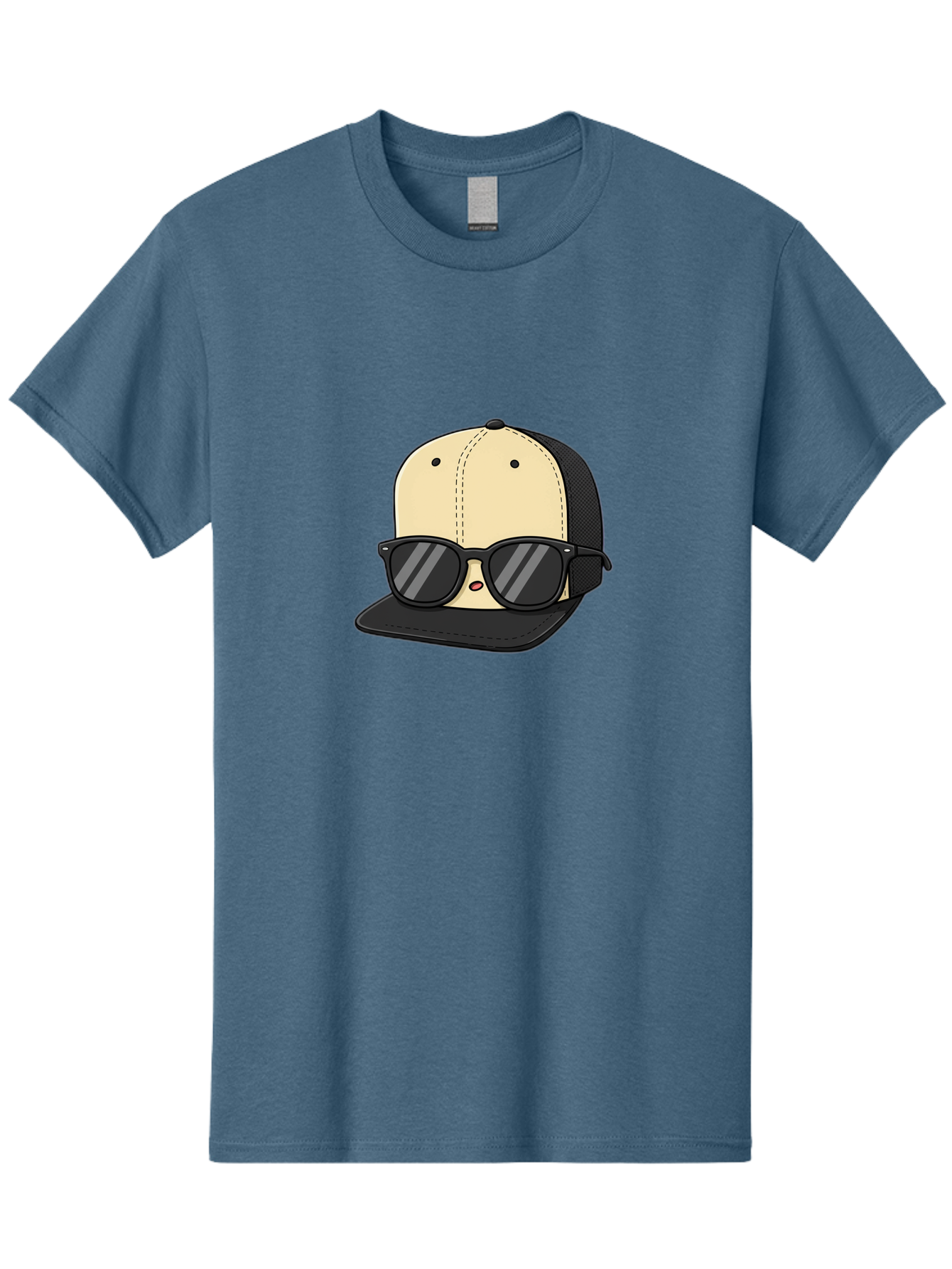 Baseball-Cap-1 Men'S Graphic Tee, 100% Cotton, Comfortable Casual Summer Wear, Machine Washable, Baseball Cap, Sunglasses, Cool Guy, Hipster Style, Trendy Accessories, Fashionable Hat, Cartoon Character, Black And Tan, Shades, Cool Vibes Bac615