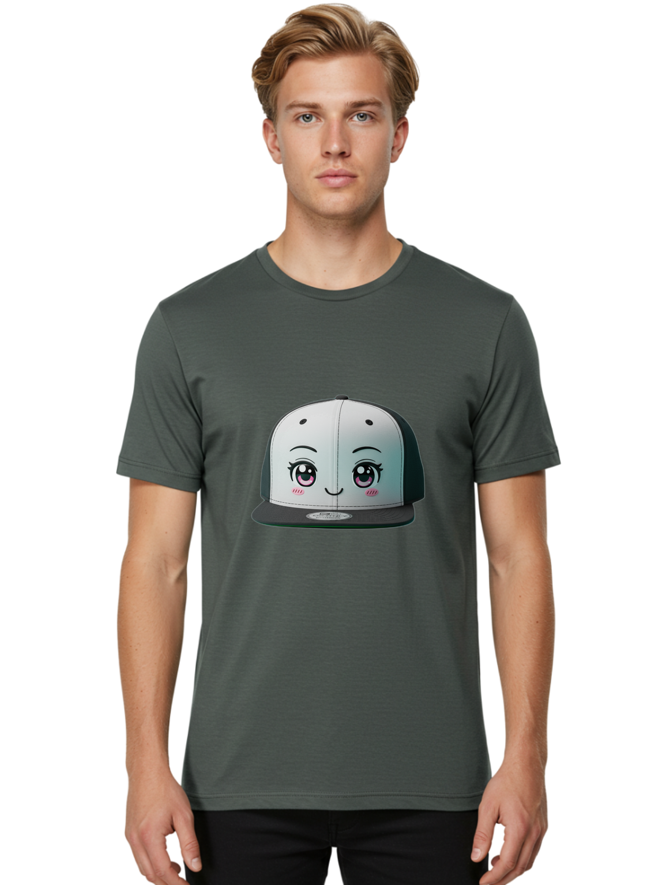 Baseball-Cap Men'S Graphic Tee, 100% Cotton, Comfortable Casual Summer Wear, Machine Washable, Cartoon Snapback Cap, Kawaii Fashion, Cute Hat Design, Playful Eyewear, Trendy Accessories, Streetwear Style, Anime Influence, Fashionable Headwear Bac618