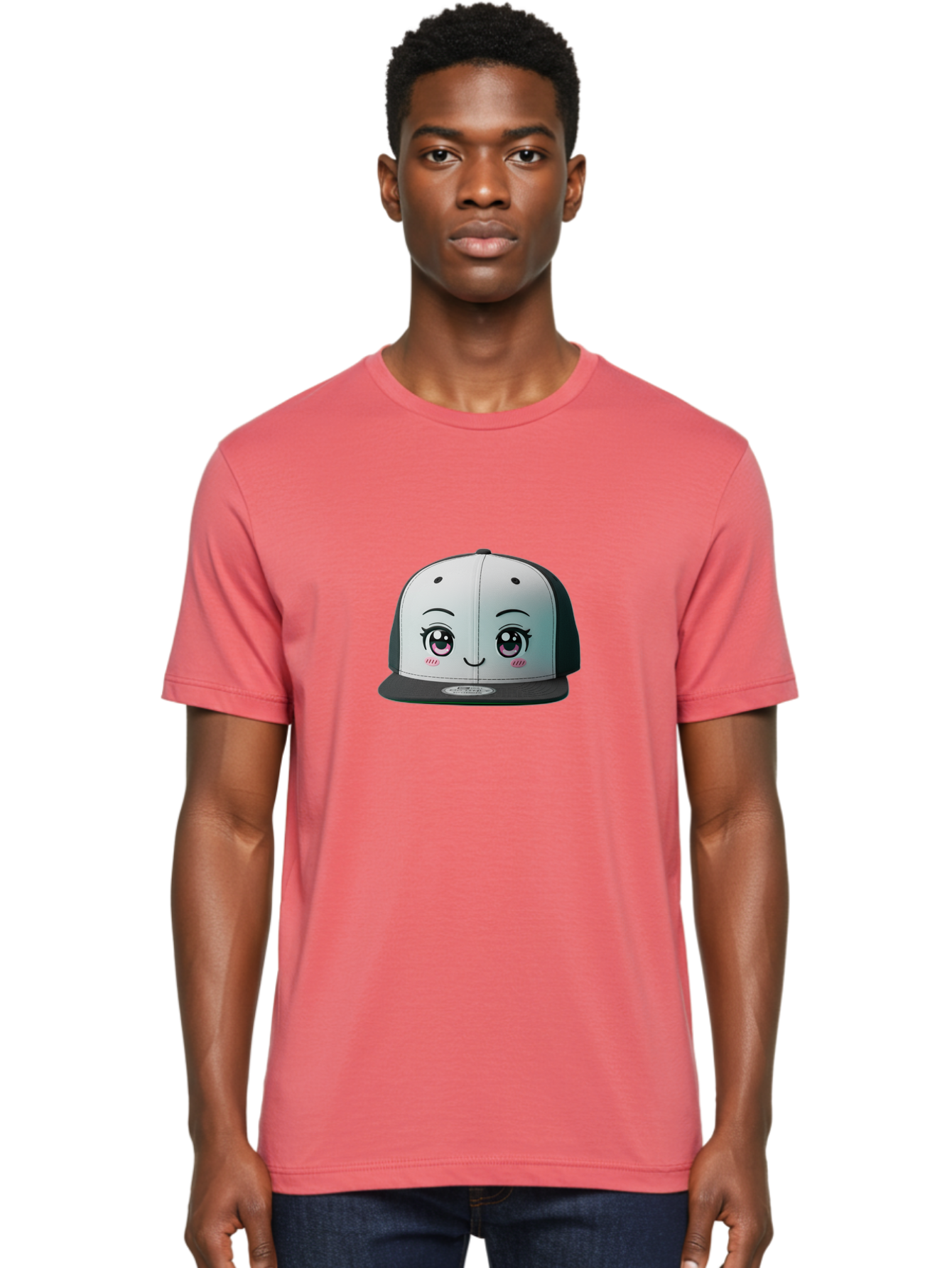 Baseball-Cap Men'S Graphic Tee, 100% Cotton, Comfortable Casual Summer Wear, Machine Washable, Cartoon Snapback Cap, Kawaii Fashion, Cute Hat Design, Playful Eyewear, Trendy Accessories, Streetwear Style, Anime Influence, Fashionable Headwear Bac618