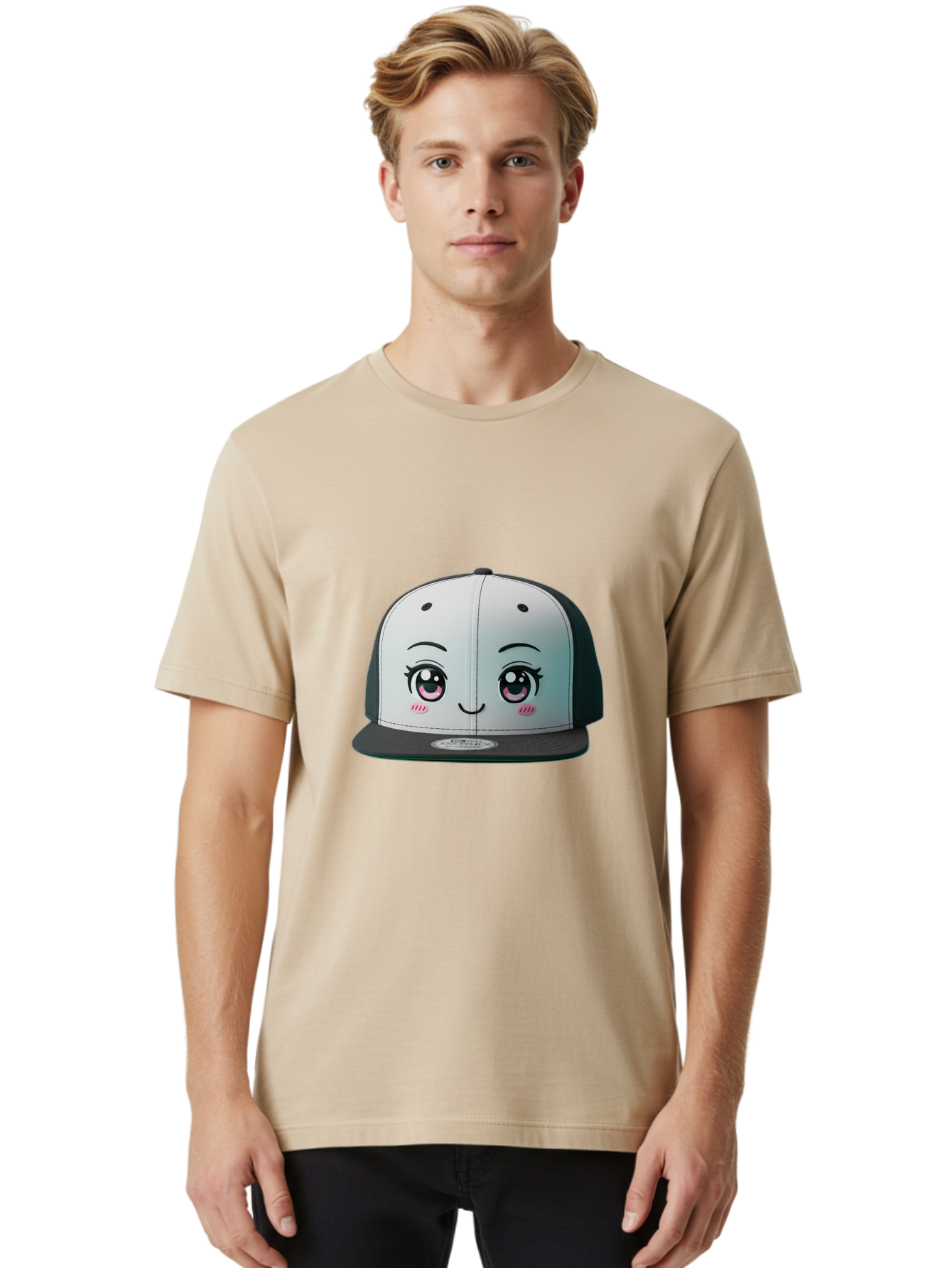 Baseball-Cap Men'S Graphic Tee, 100% Cotton, Comfortable Casual Summer Wear, Machine Washable, Cartoon Snapback Cap, Kawaii Fashion, Cute Hat Design, Playful Eyewear, Trendy Accessories, Streetwear Style, Anime Influence, Fashionable Headwear Bac618
