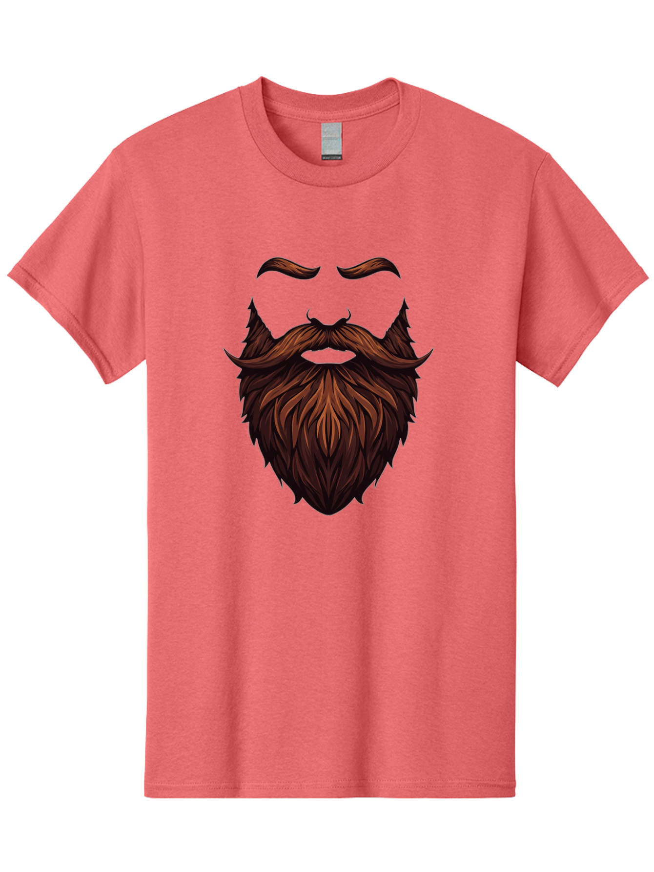 Beard-And-Mustache Men'S Graphic Tee, 100% Cotton, Comfortable Casual Summer Wear, Machine Washable, Luxurious Beard, Stylish Mustache, Hipster Grooming, Facial Hair, Brown Hair, Masculine Look, Trendy Style, Beard Care Bac620