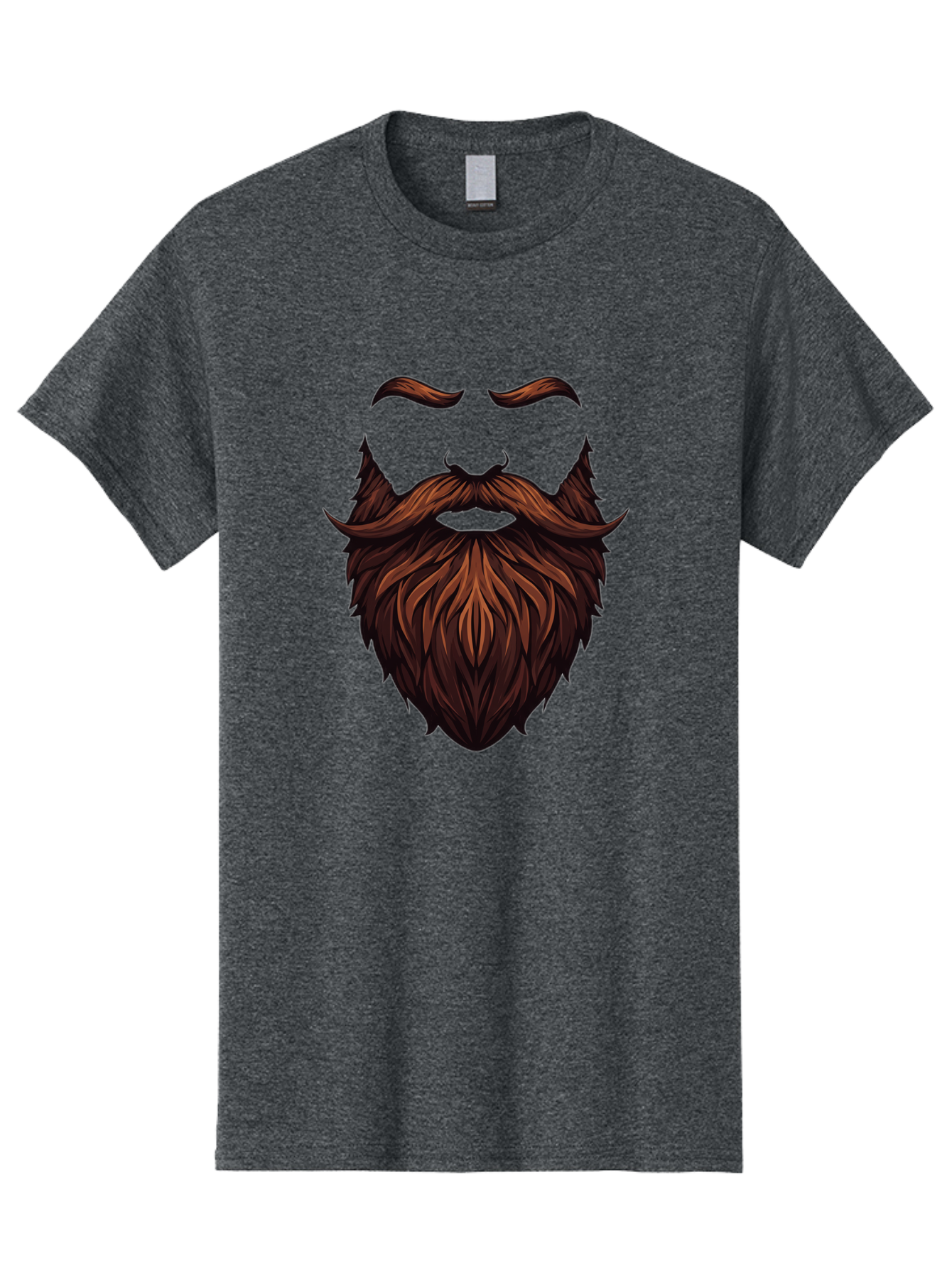 Beard-And-Mustache Men'S Graphic Tee, 100% Cotton, Comfortable Casual Summer Wear, Machine Washable, Luxurious Beard, Stylish Mustache, Hipster Grooming, Facial Hair, Brown Hair, Masculine Look, Trendy Style, Beard Care Bac620