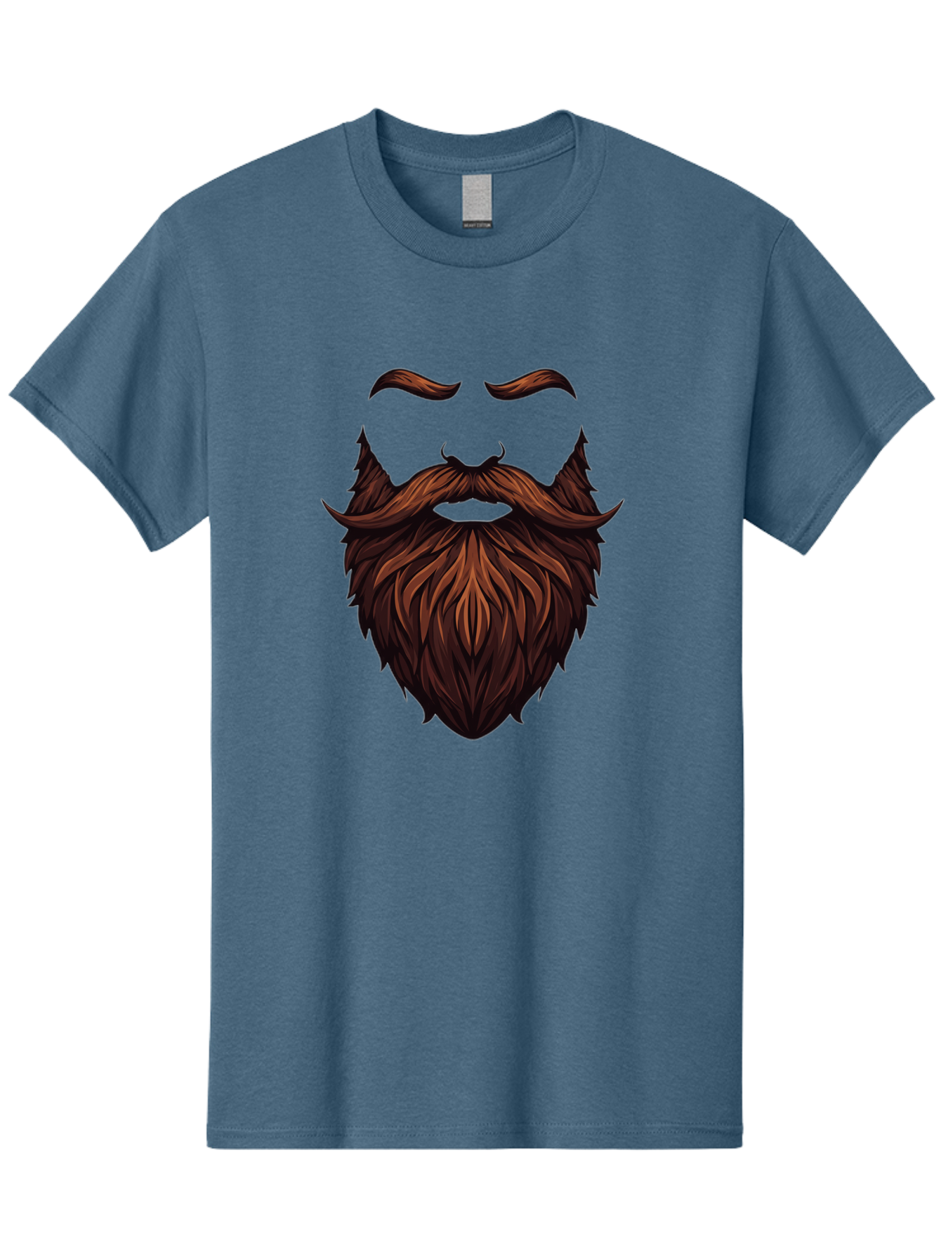 Beard-And-Mustache Men'S Graphic Tee, 100% Cotton, Comfortable Casual Summer Wear, Machine Washable, Luxurious Beard, Stylish Mustache, Hipster Grooming, Facial Hair, Brown Hair, Masculine Look, Trendy Style, Beard Care Bac620