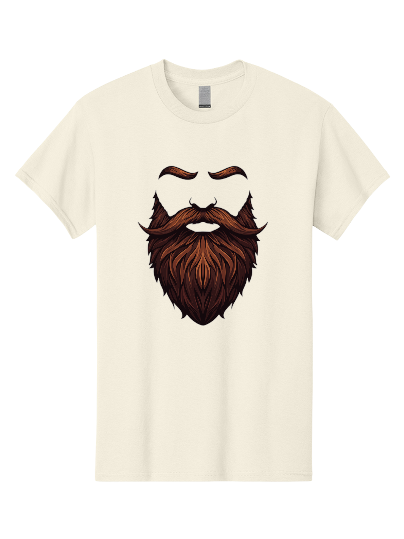 Beard-And-Mustache Men'S Graphic Tee, 100% Cotton, Comfortable Casual Summer Wear, Machine Washable, Luxurious Beard, Stylish Mustache, Hipster Grooming, Facial Hair, Brown Hair, Masculine Look, Trendy Style, Beard Care Bac620