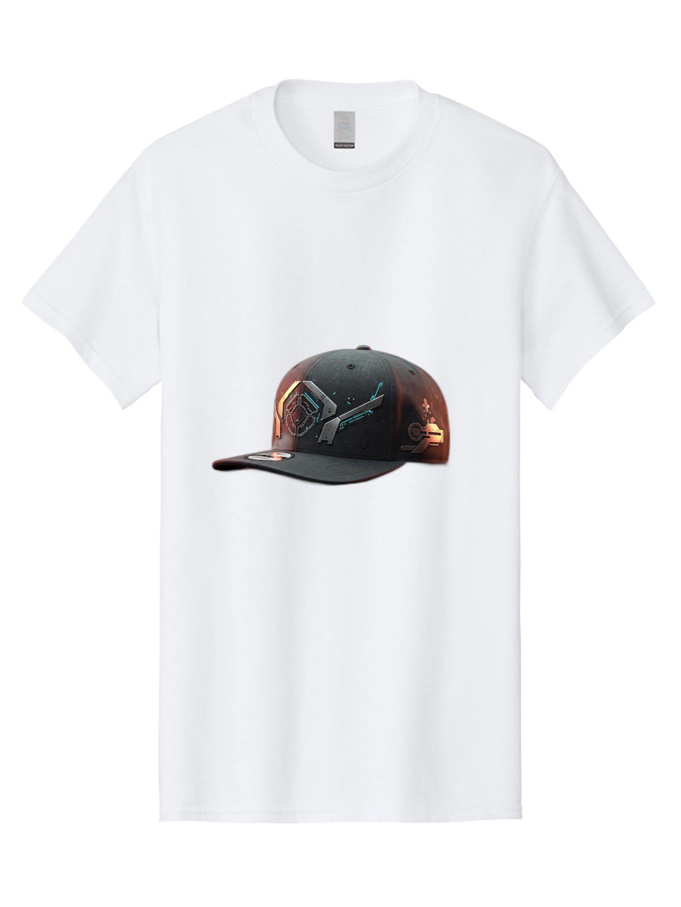 Black-Baseball-Cap Men'S Graphic Tee, 100% Cotton, Comfortable Casual Summer Wear, Machine Washable, Futuristic Baseball Cap, Cyberpunk Design, Neon Lights, High-Tech, Avant-Garde Fashion, Streetwear, Modern Accessories, Bold Graphics, Bac623