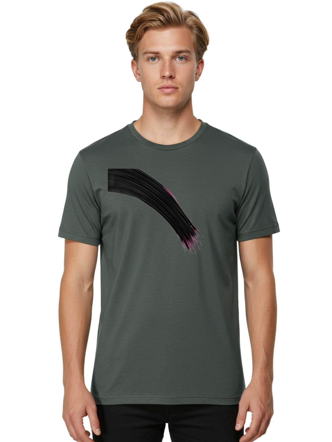 Black-Hair-Strands Men'S Graphic Tee, 100% Cotton, Comfortable Casual Summer Wear, Machine Washable, Black Hair, Hair Extensions, Fine Strands, Pink Highlights, Sleek Texture, Luscious Locks, Hair Styling Bac632